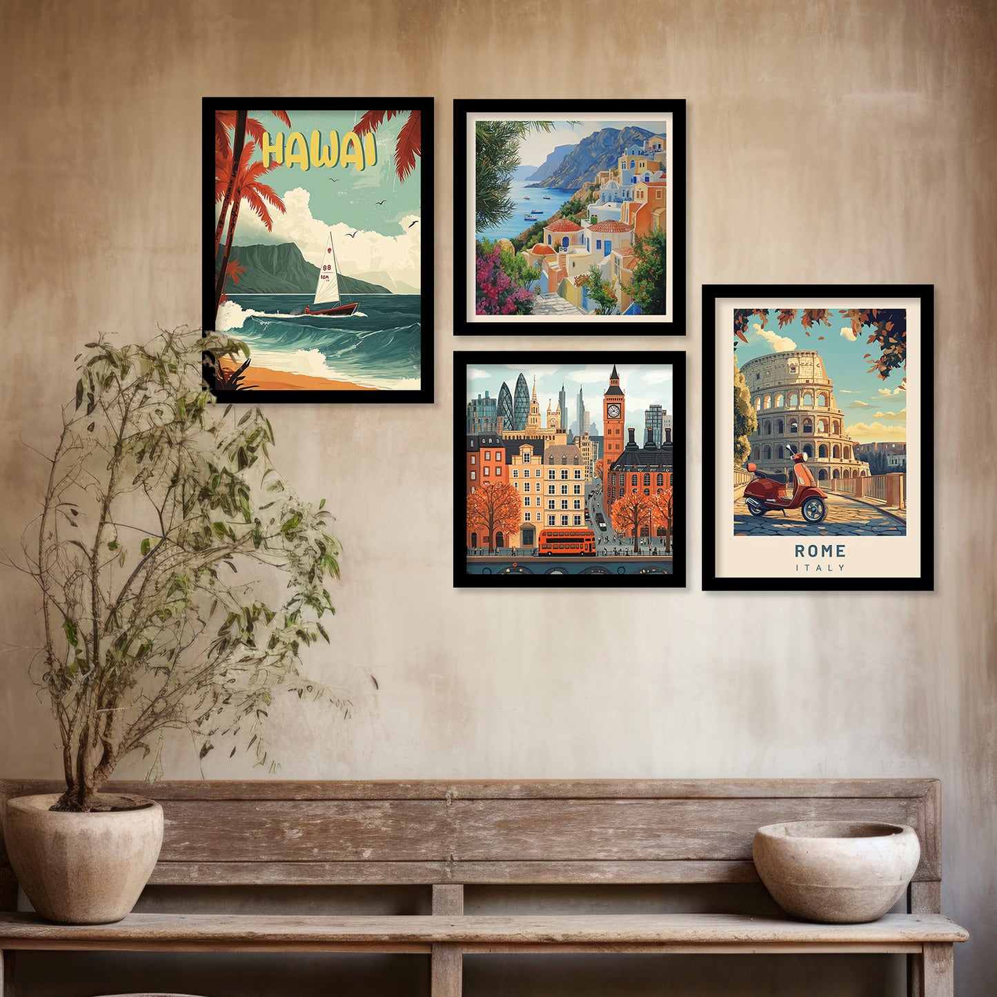 City View Art Print with Frame for Living Room Bedroom Office Wall Decor