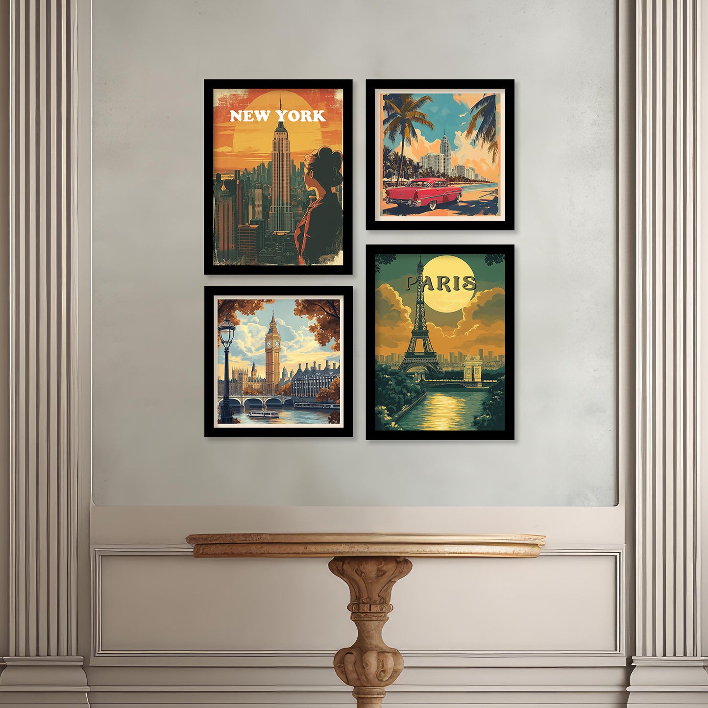 City view Art Print with Frame for Living Room Bedroom Office Wall Decor