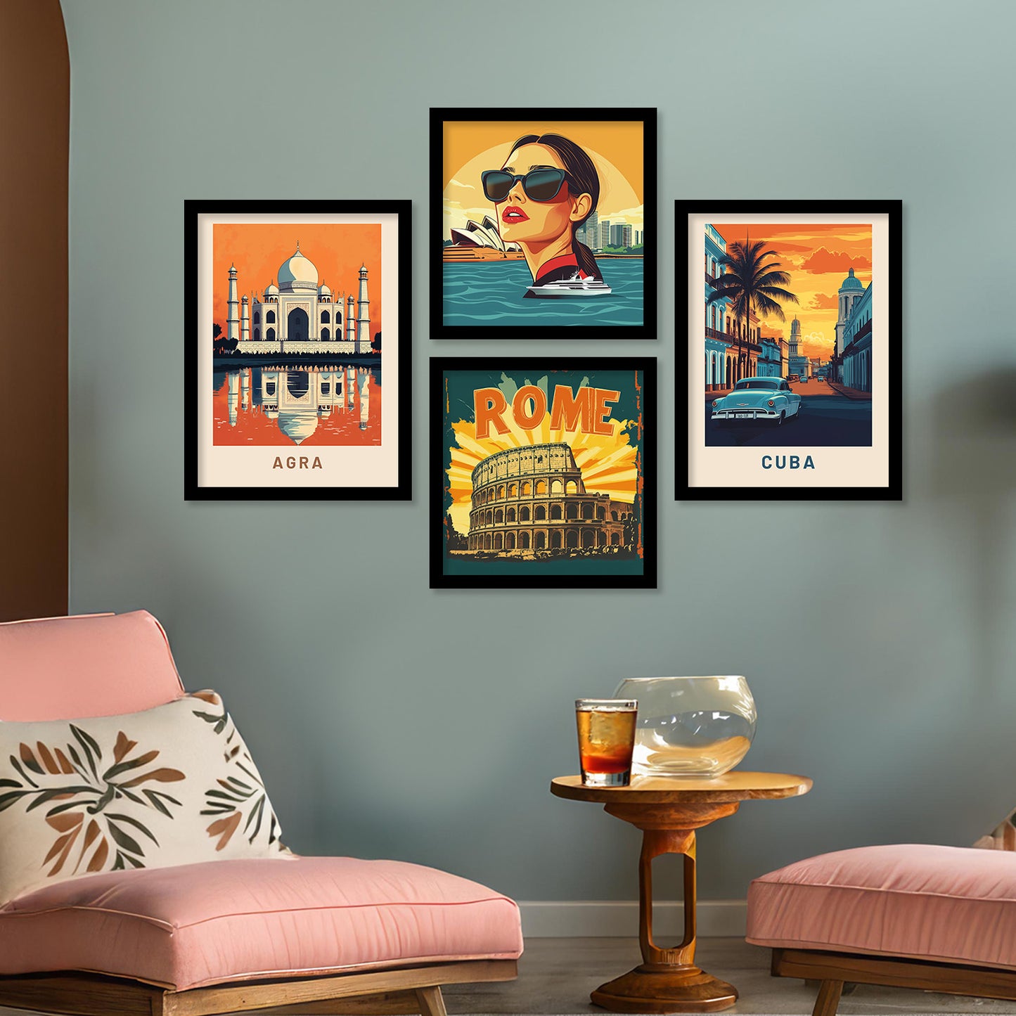 City view Art Print with Frame for Living Room Bedroom Office Wall Decor