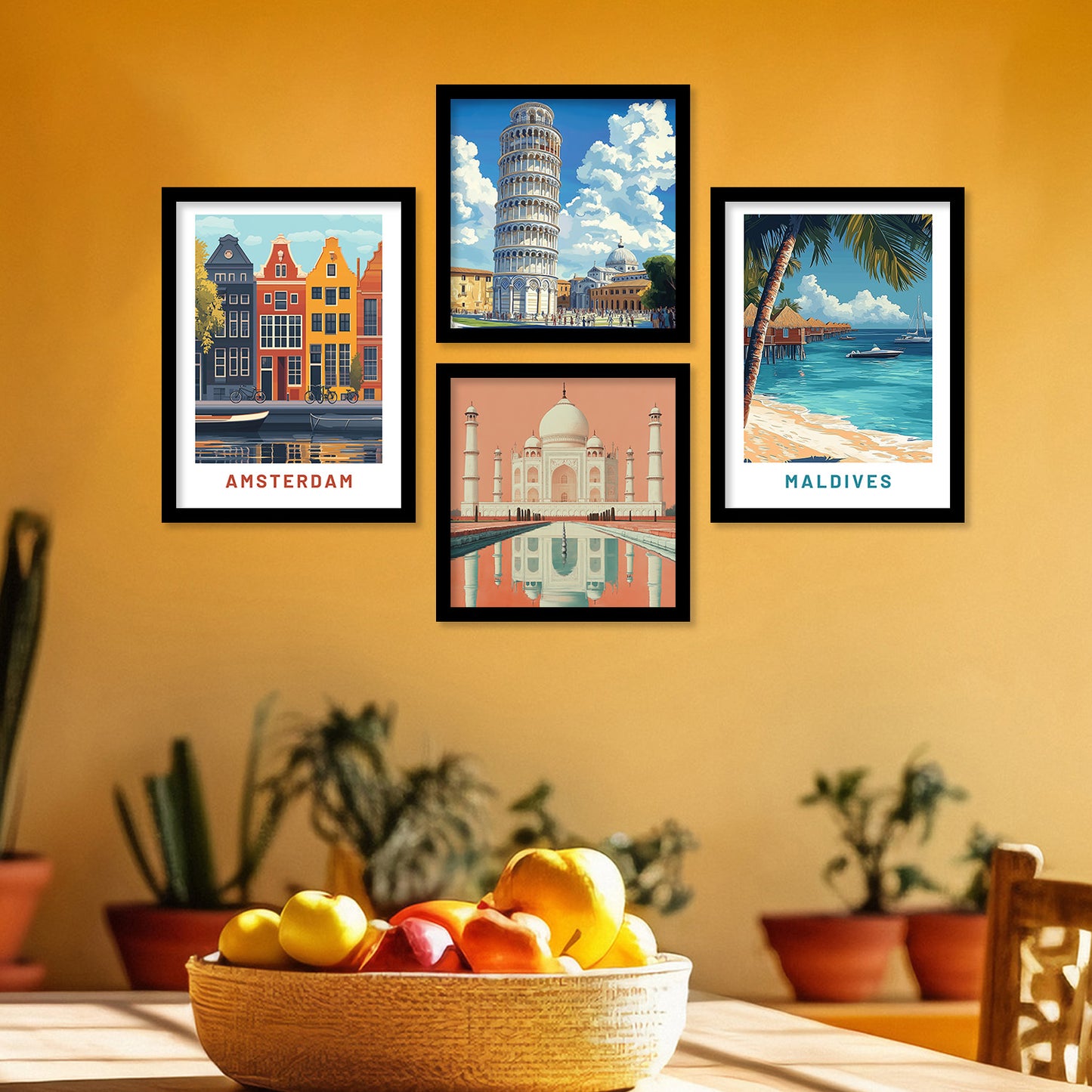 City view Art Print with Frame for Living Room Bedroom Office Wall Decor