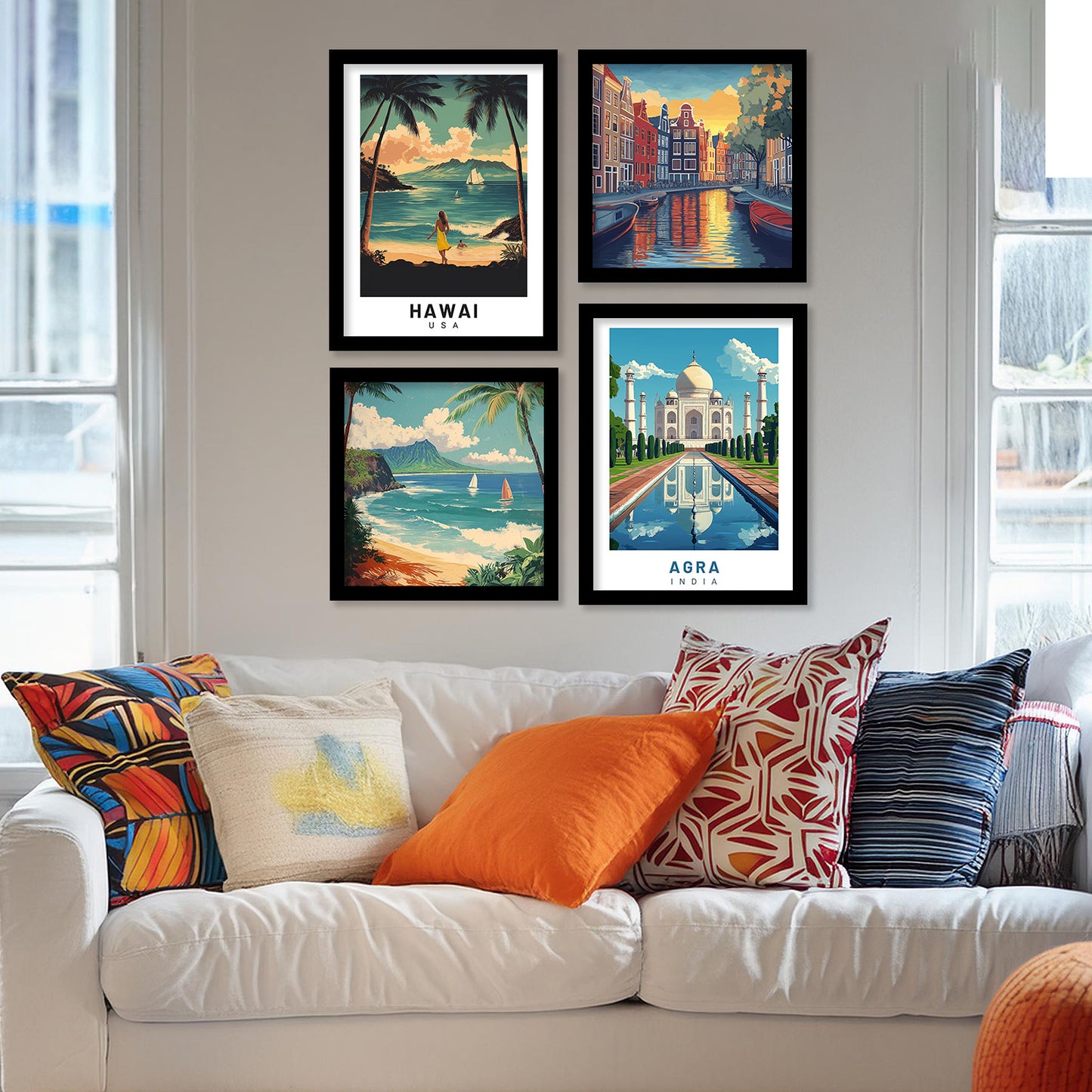 City view Art Print with Frame for Living Room Bedroom Office Wall Decor