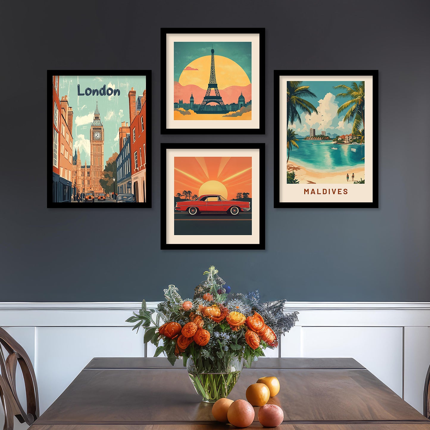 City view Art Print with Frame for Living Room Bedroom Office Wall Decor