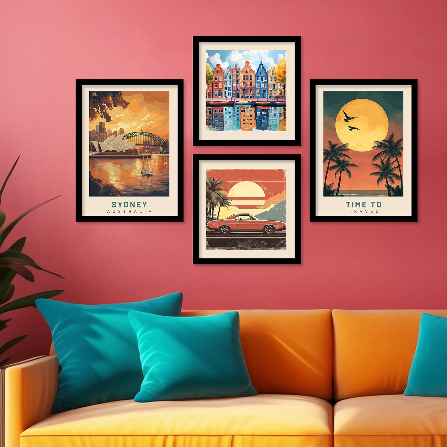 City view Art Print with Frame for Living Room Bedroom Office Wall Decor