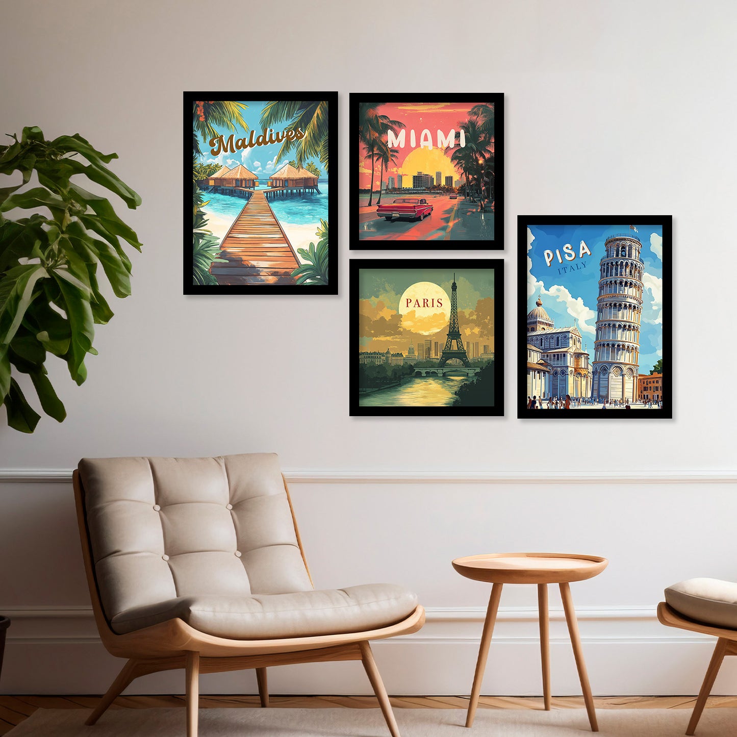 City view Art Print with Frame for Living Room Bedroom Office Wall Decor