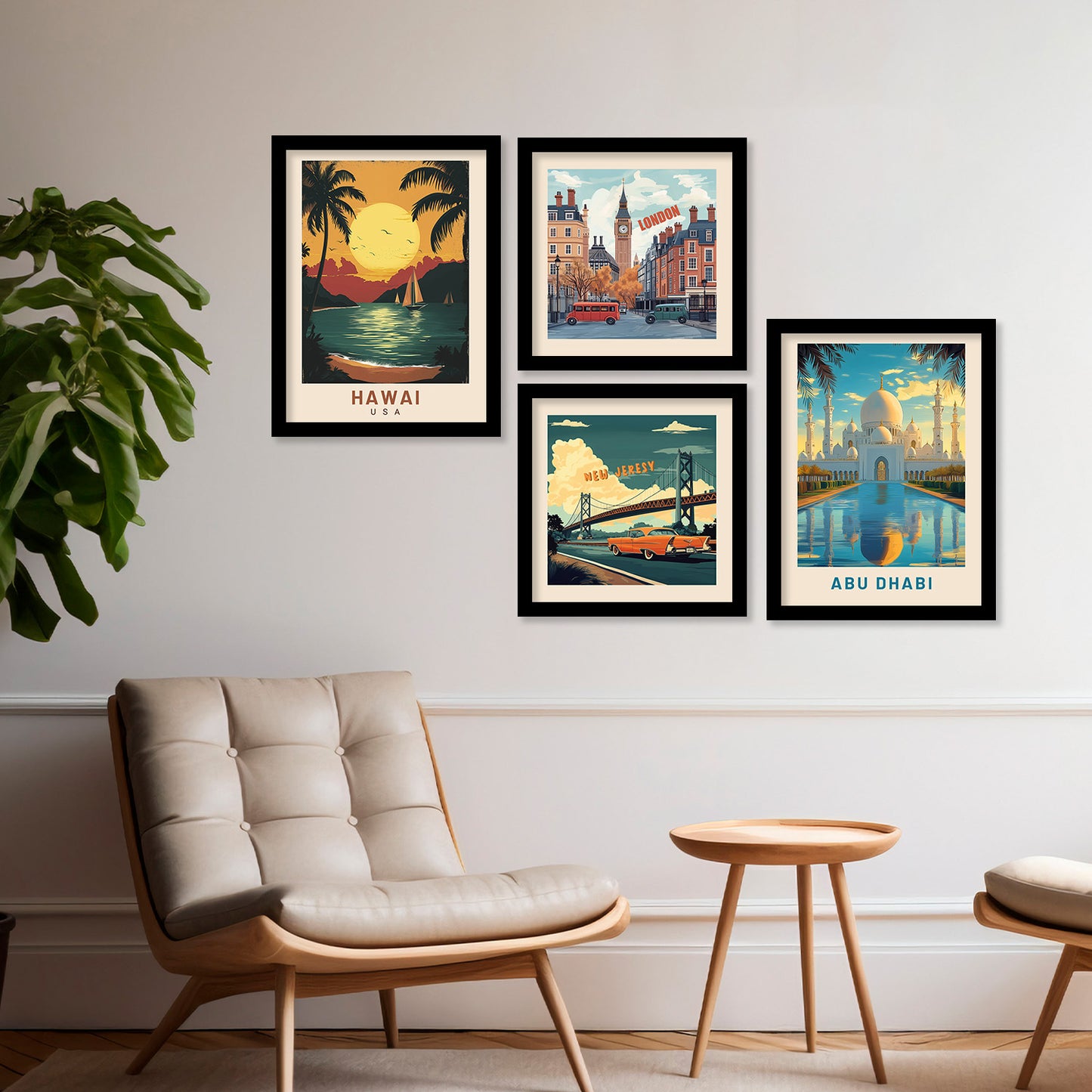 City view Art Print with Frame for Living Room Bedroom Office Wall Decor