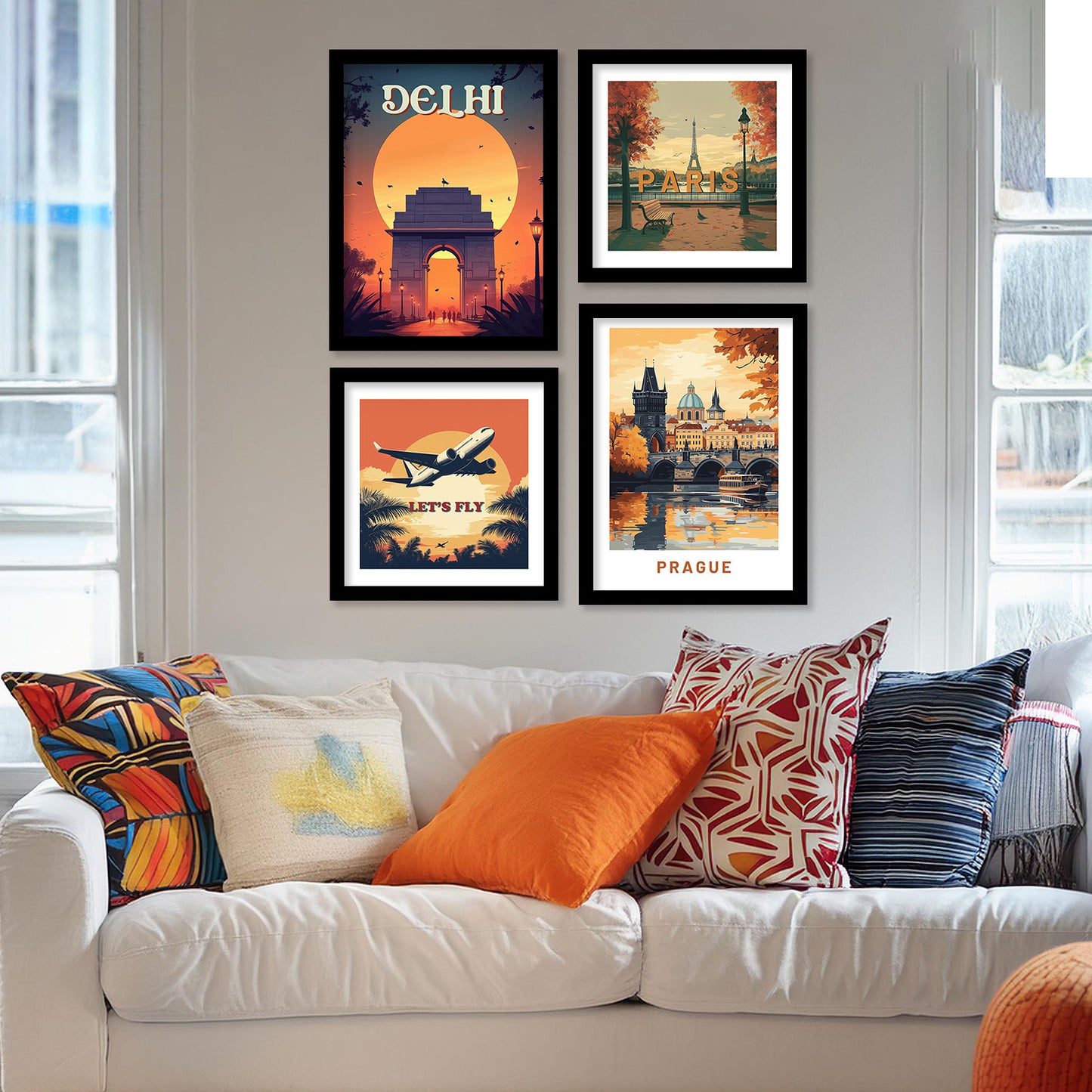 City view Art Print with Frame for Living Room Bedroom Office Wall Decor