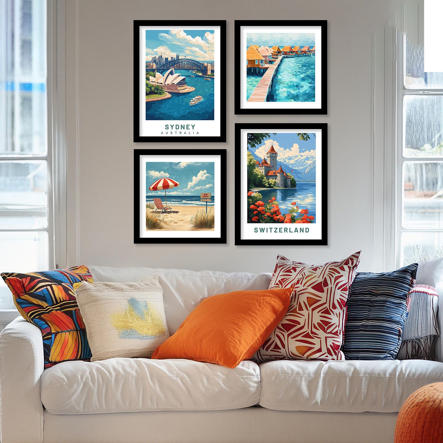 City view Art Print with Frame for Living Room Bedroom Office Wall Decor
