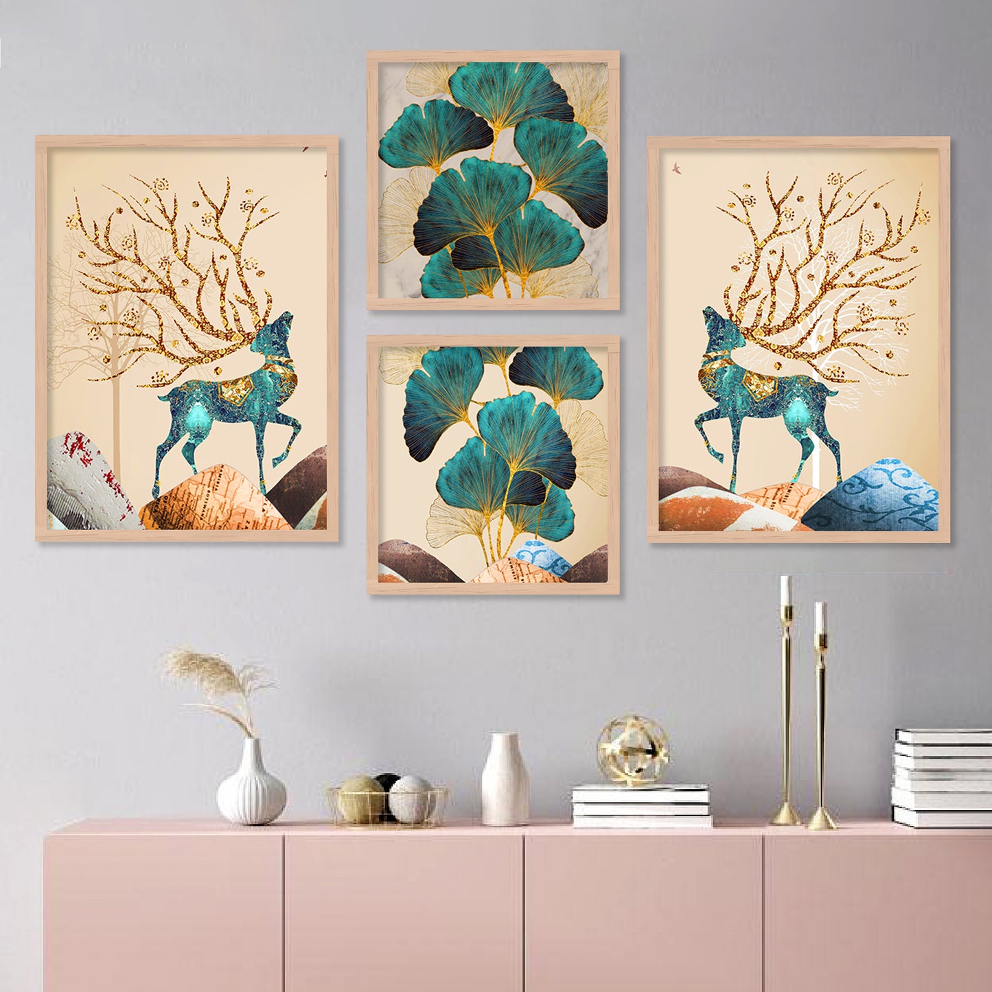 Modern Art Framed Painting Combo for Home Living Room Office Wall Decor-Kotart