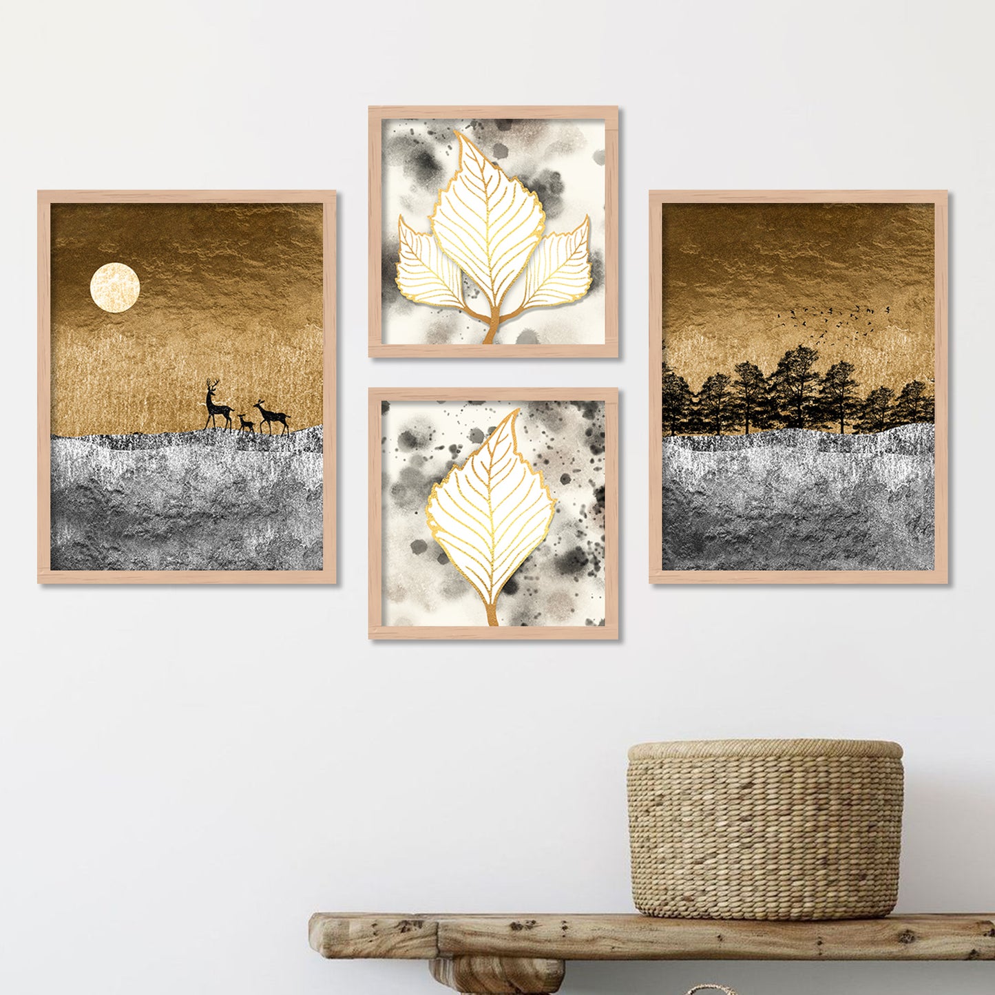 Abstract / Modern Art Framed Painting Combo for Home Living Room Office Wall Decor-Kotart