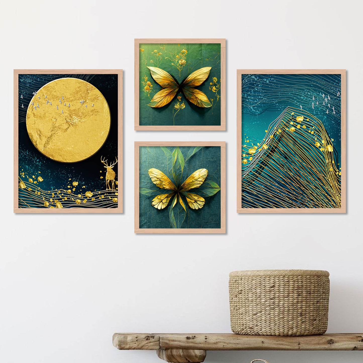 Abstract / Modern Art Framed Painting Combo for Home Living Room Office Wall Decor-Kotart