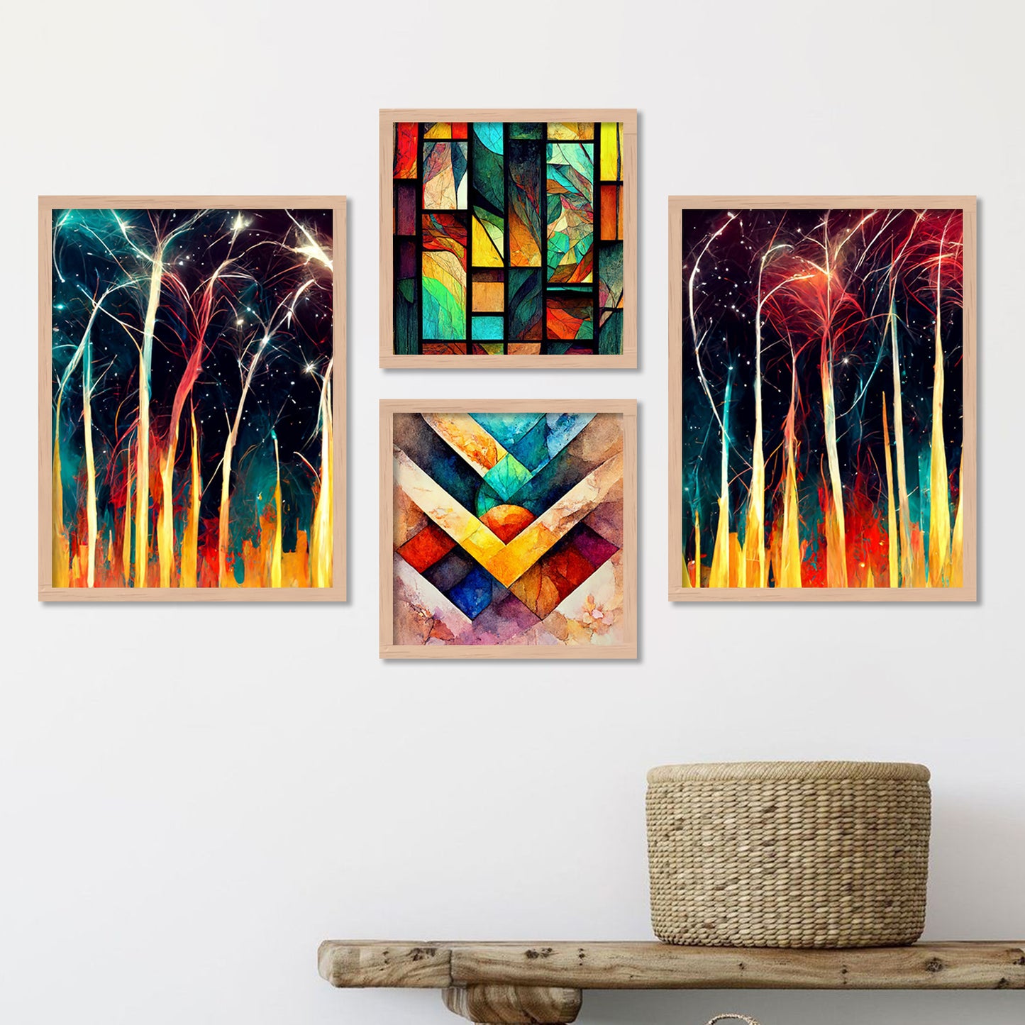 Modern Art Vibrant Framed Painting Combo for Home Living Room Office Wall Decor-Kotart