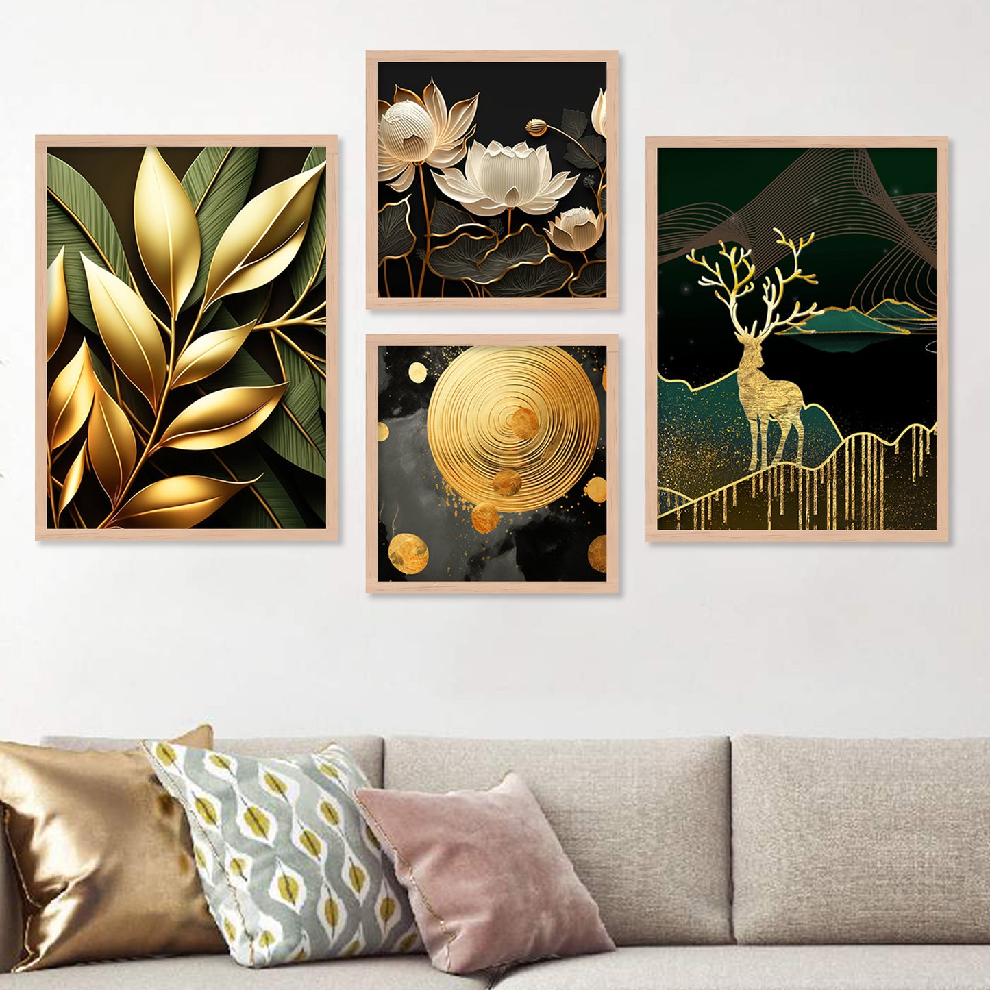 Nature Inspired Modern Art Aesthetic Premium Digital Paintings with Frame for Home Decoration-Kotart
