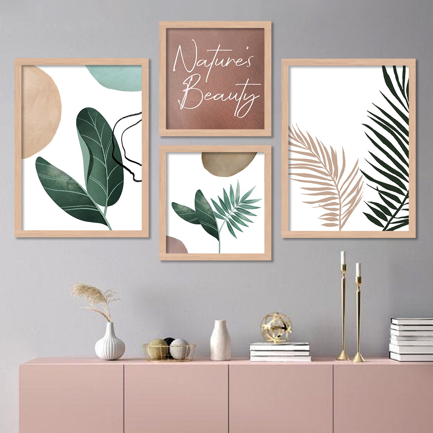Nature Inspired Tropical Leaves Paintings with Frame-Kotart