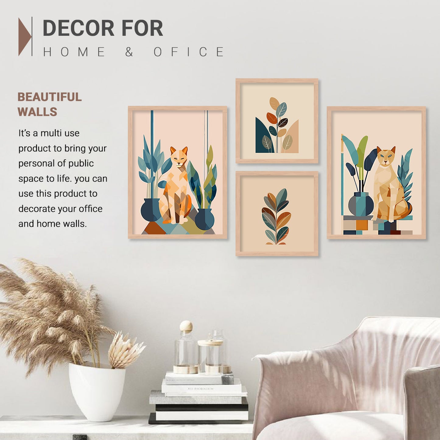 Nature's Simplicity: Minimal Framed Posters Combo for Serene Spaces-Kotart