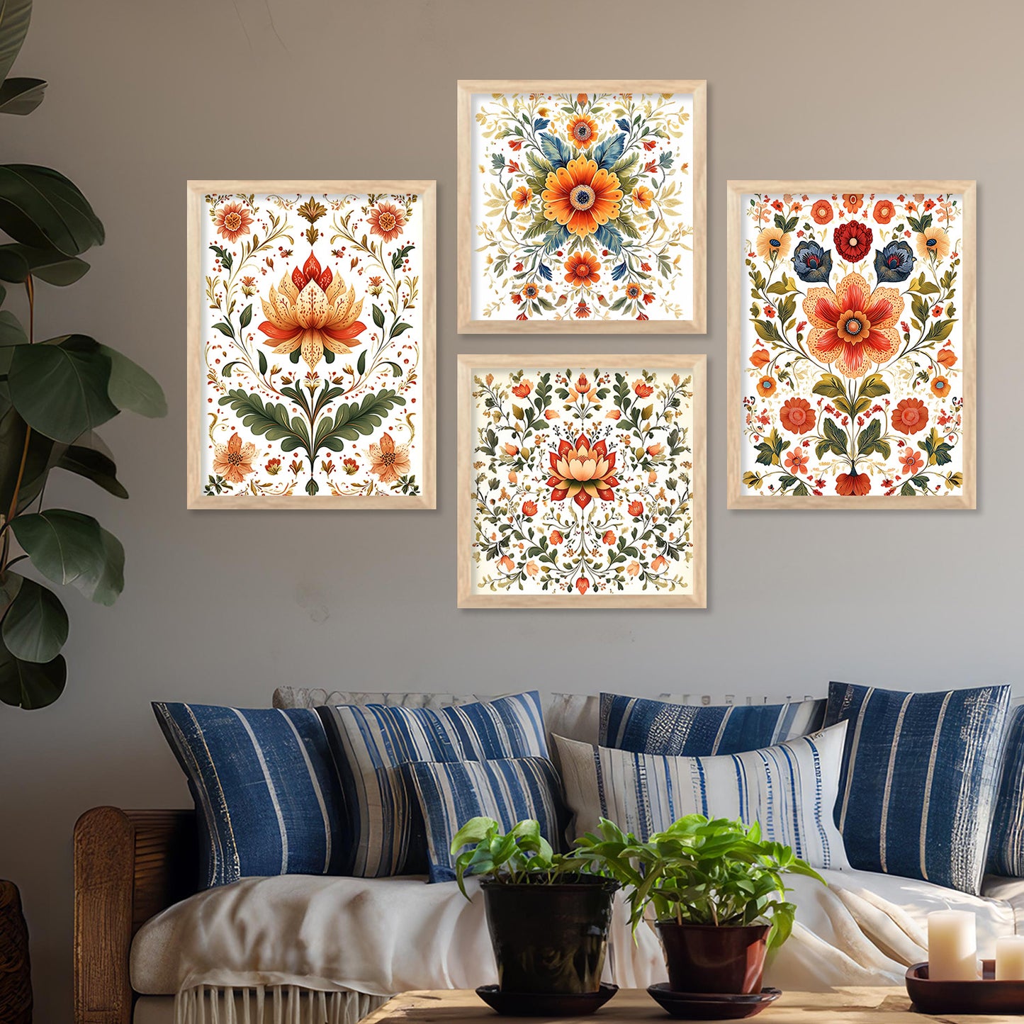 Traditional Art Print with Frame for Living Room Bedroom Office Wall Decor