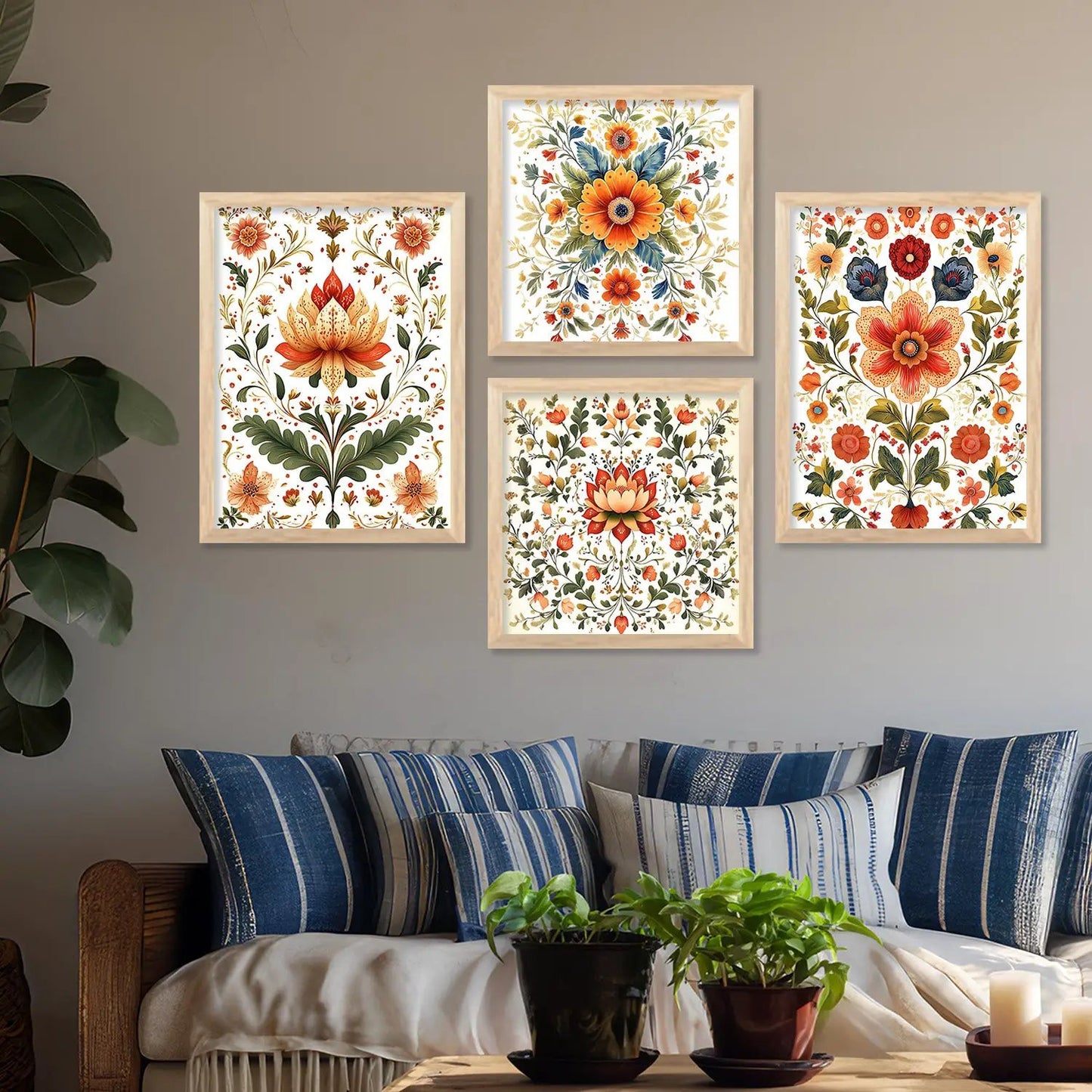 Traditional Art Print with Frame for Living Room Bedroom Office Wall Decor