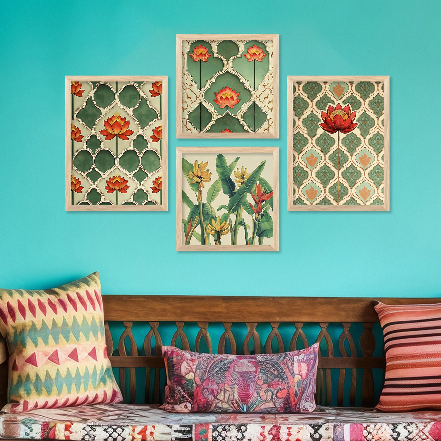 Traditional Art Print with Frame for Living Room Bedroom Office Wall Decor