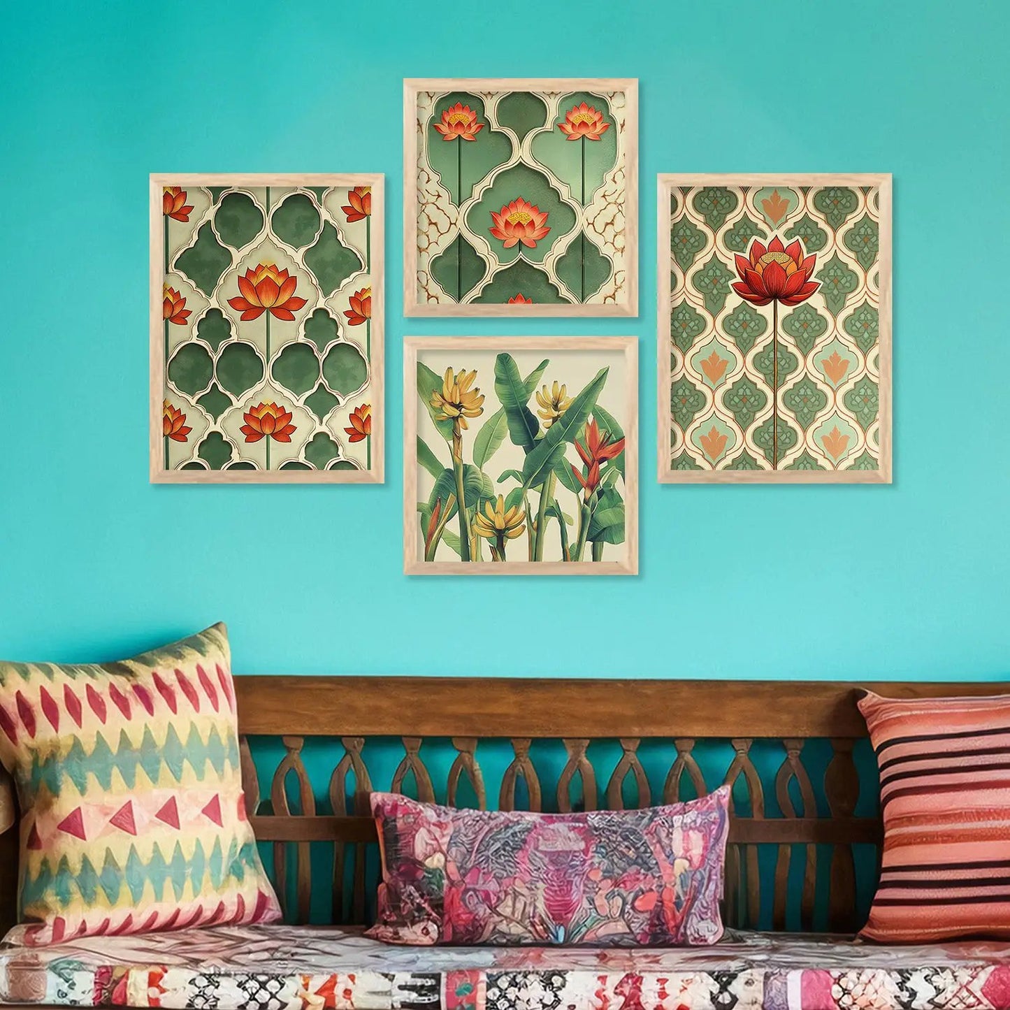Traditional Art Print with Frame for Living Room Bedroom Office Wall Decor