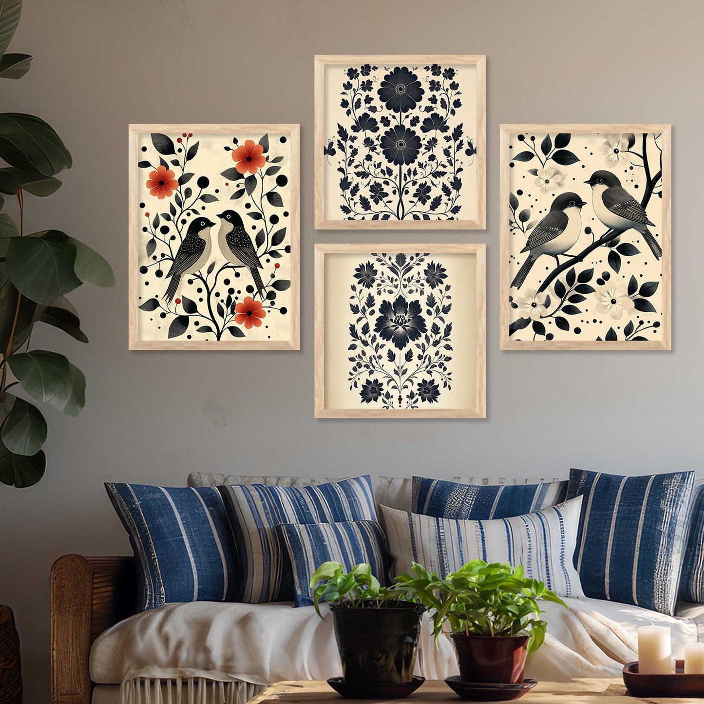 Traditional Art Print with Frame for Living Room Bedroom Office Wall Decor