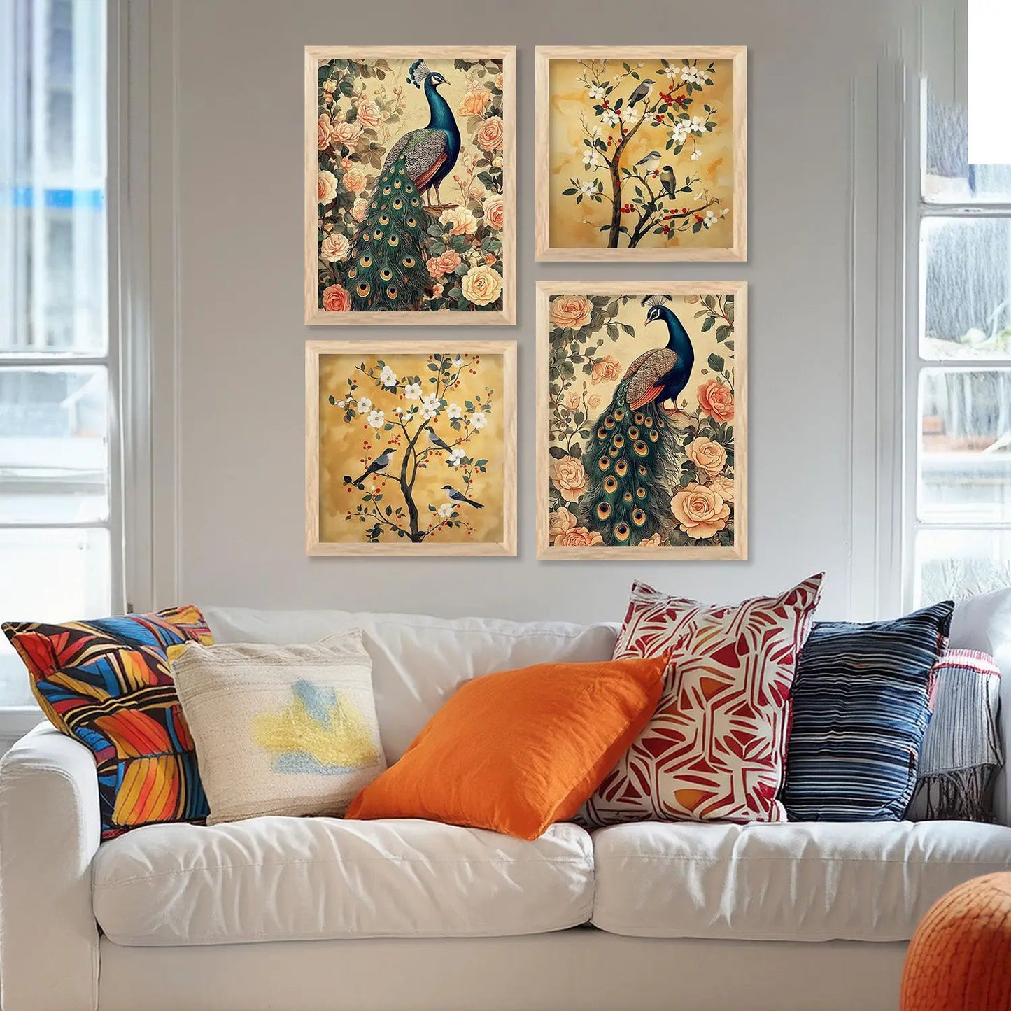 Traditional Art Print with Frame for Living Room Bedroom Office Wall Decor