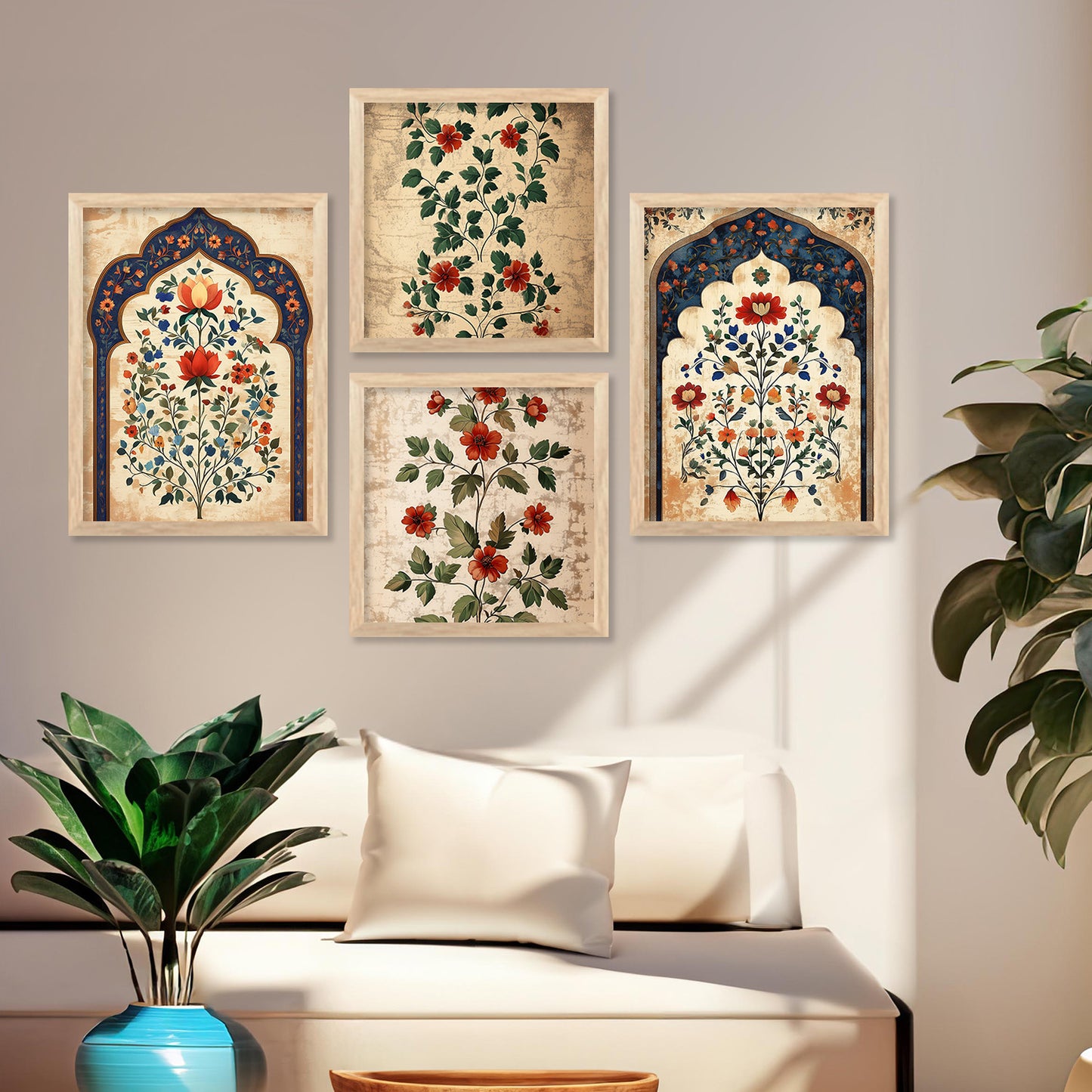 Floral Art Print with Frame for Living Room Bedroom Office Wall Decor