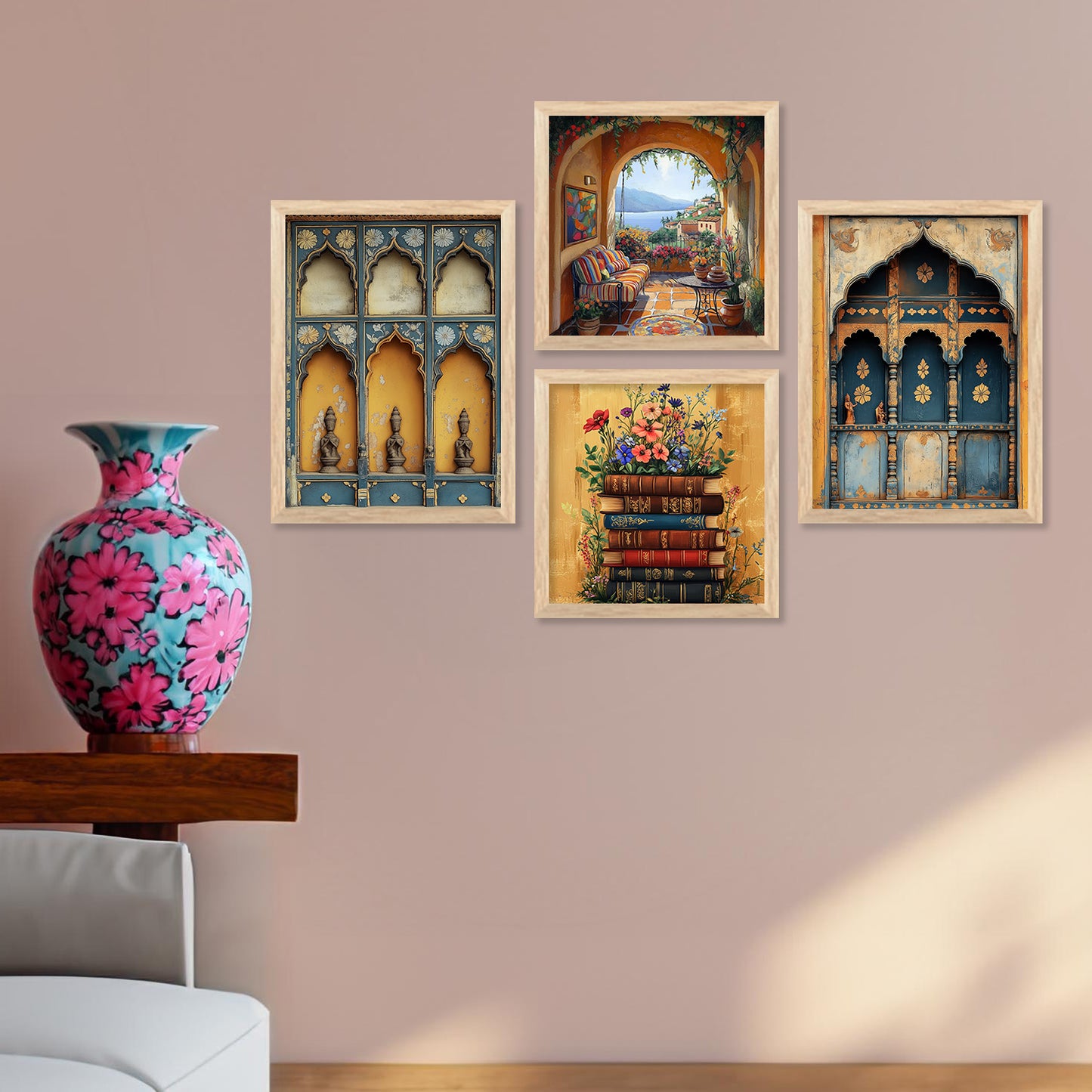 Madhubani Art Print with Frame for Living Room Bedroom Office Wall Decor