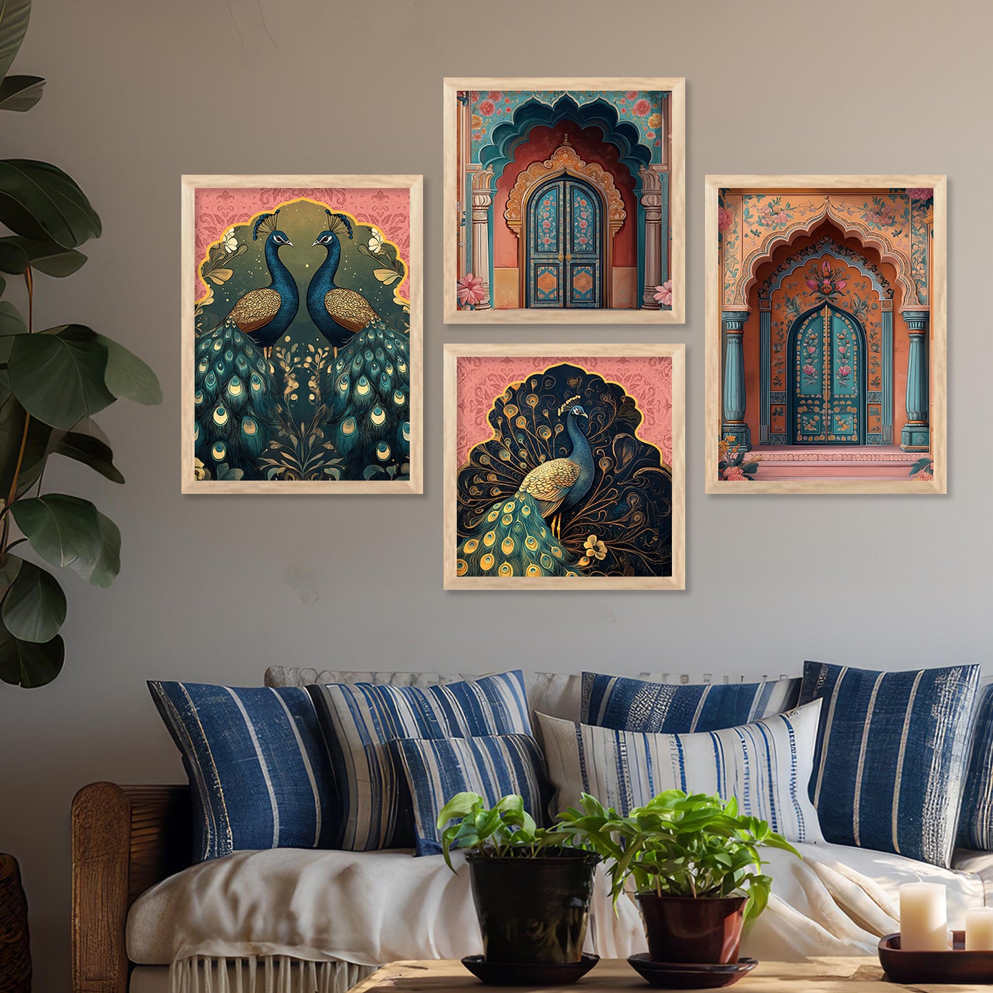 Madhubani Art Print with Frame for Living Room Bedroom Office Wall Decor