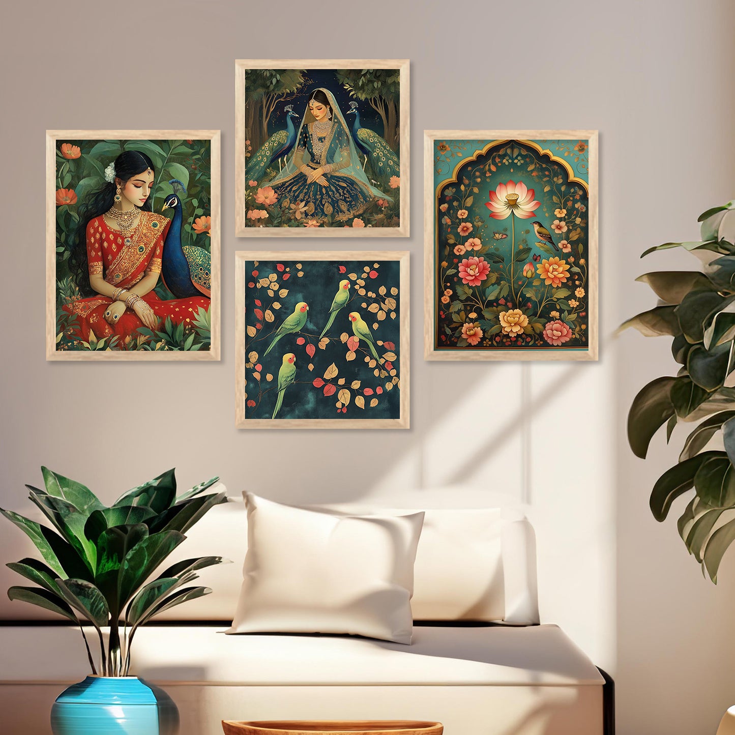 Madhubani Art Print with Frame for Living Room Bedroom Office Wall Decor