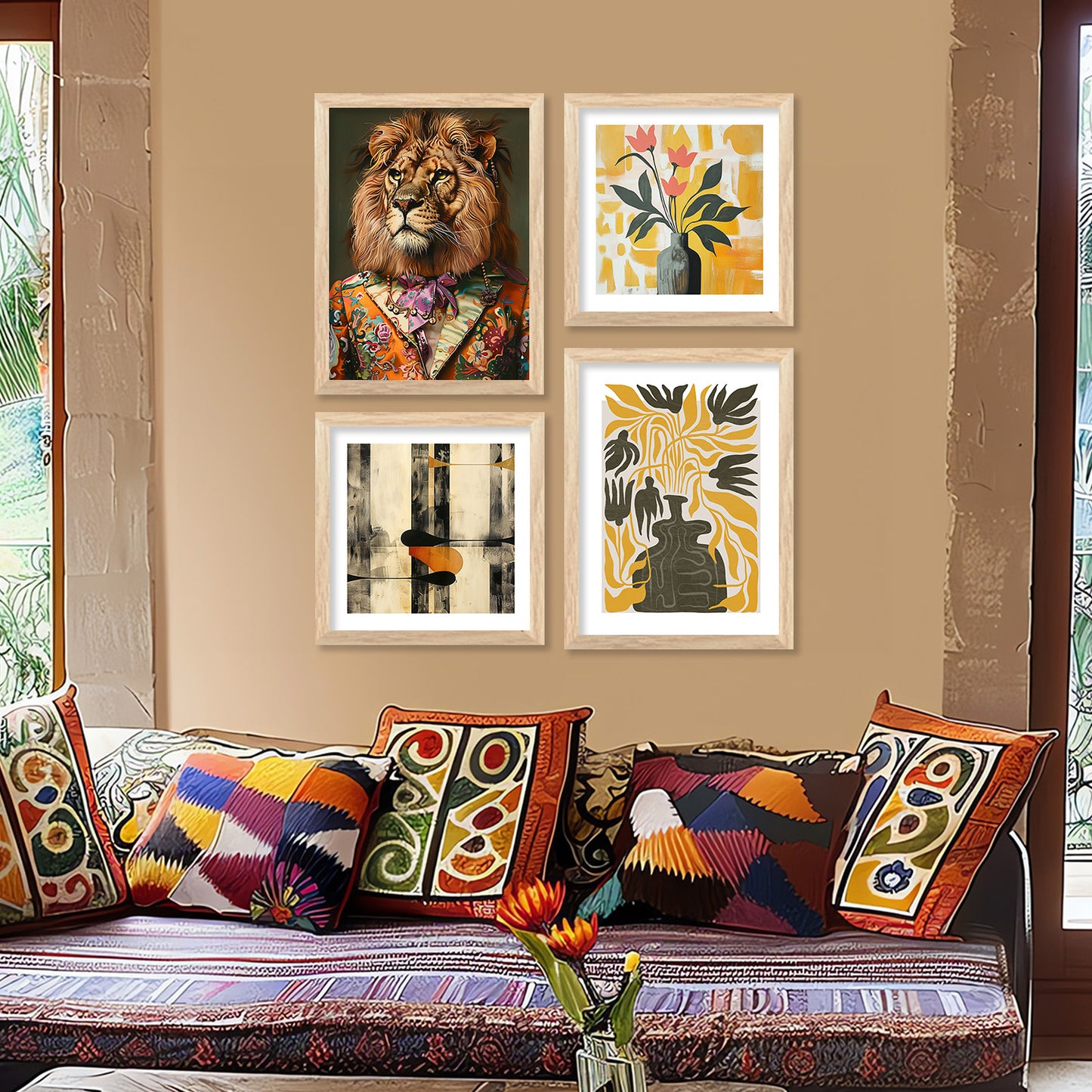 Modern Art Print with Frame for Living Room Bedroom Office Wall Decor