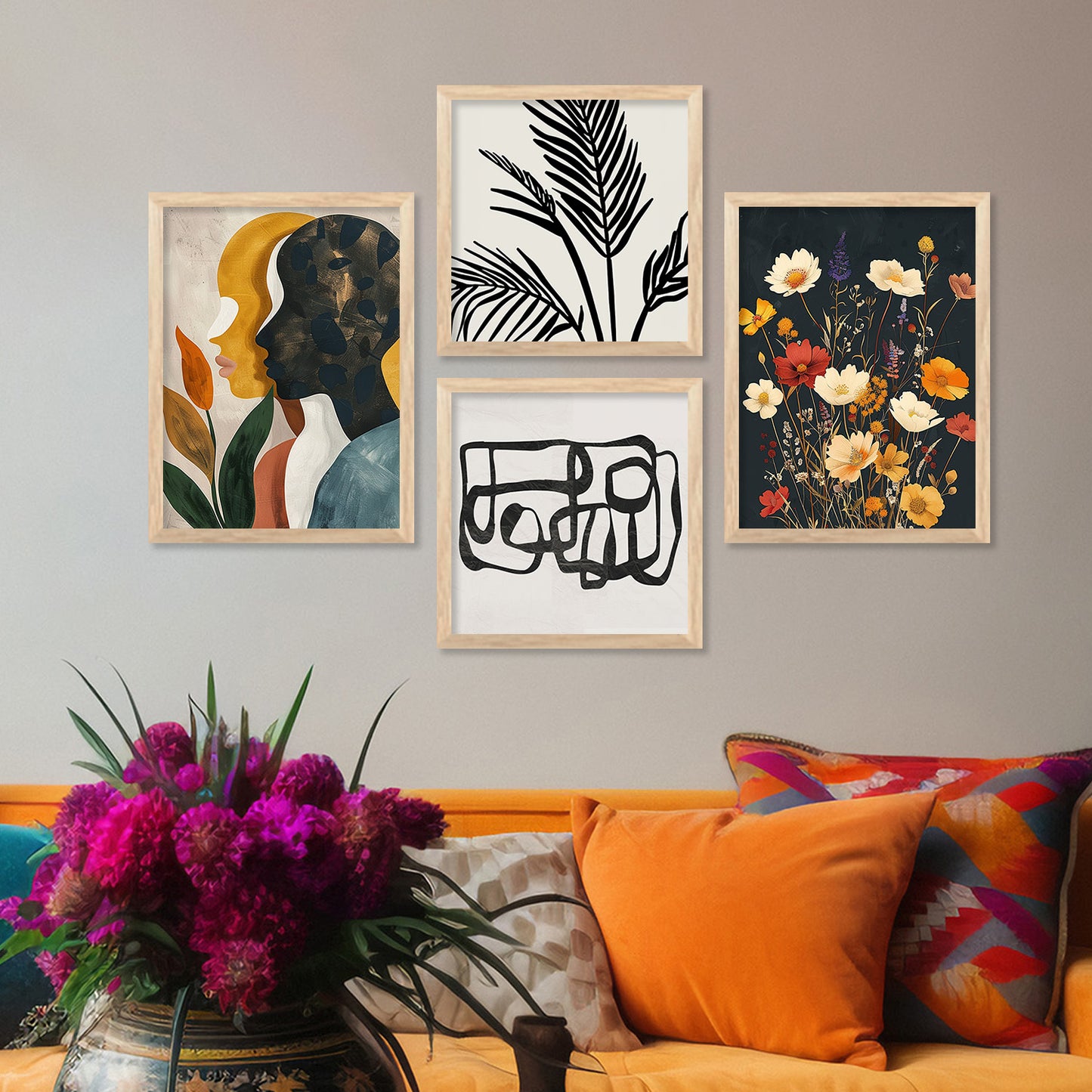 Baho Art Print with Frame for Living Room Bedroom Office Wall Decor