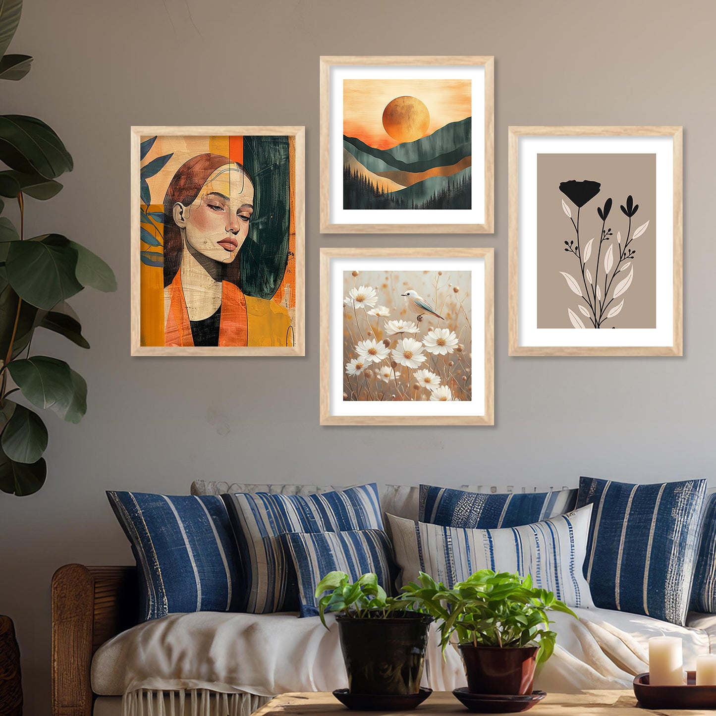 Modern Art Print with Frame for Living Room Bedroom Office Wall Decor