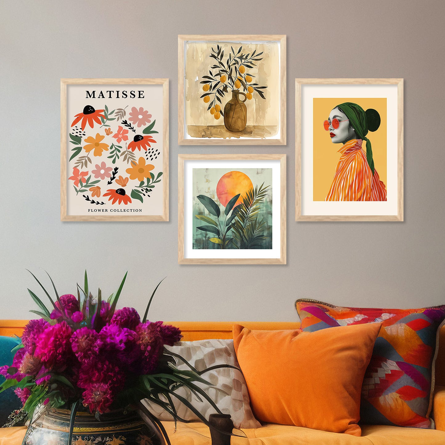 Modern Art Print with Frame for Living Room Bedroom Office Wall Decor