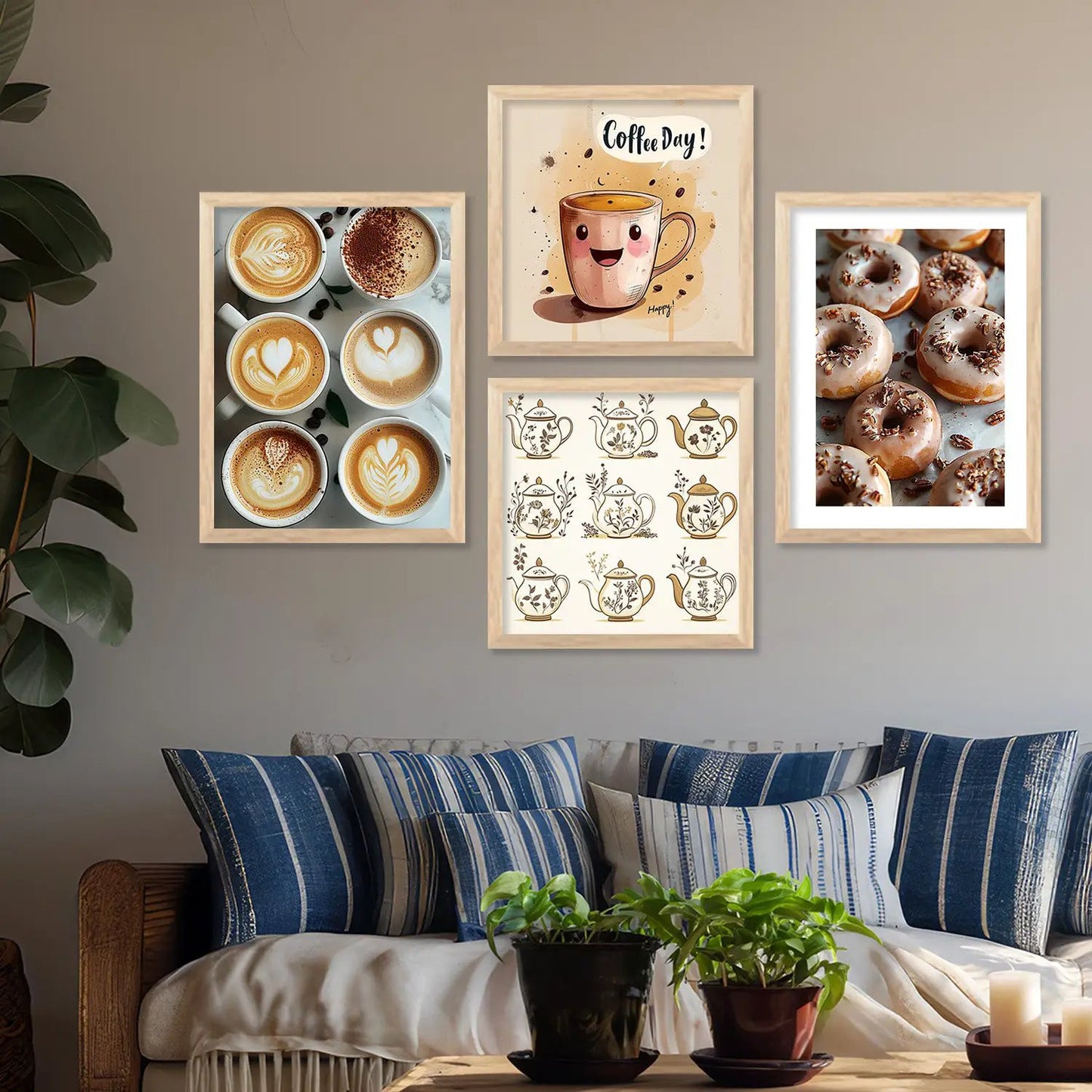 Cafe Modern Art Print with Frame for Living Room Bedroom Office Wall Decor