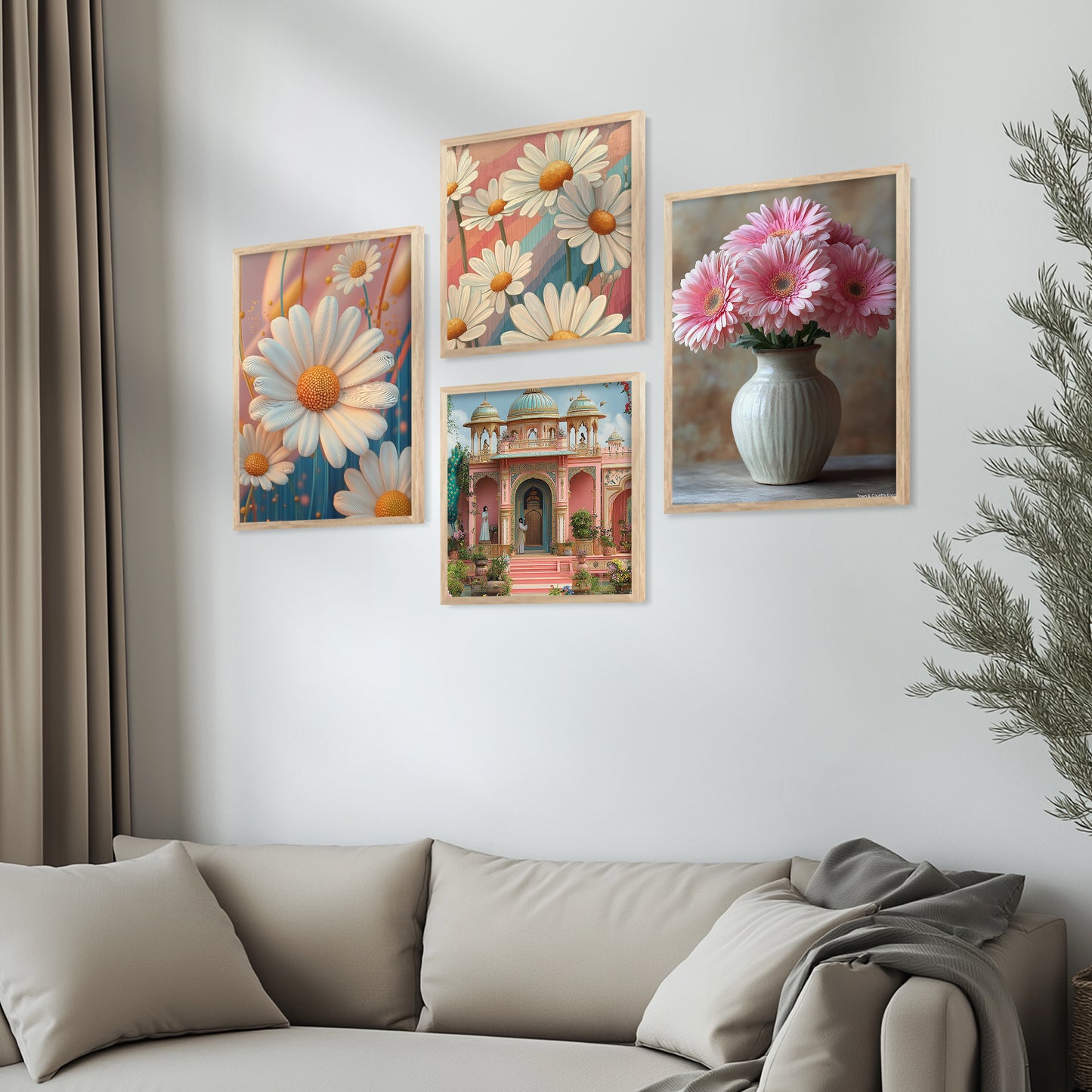 Modern Art Print with Frame for Living Room Bedroom Office Wall Decor