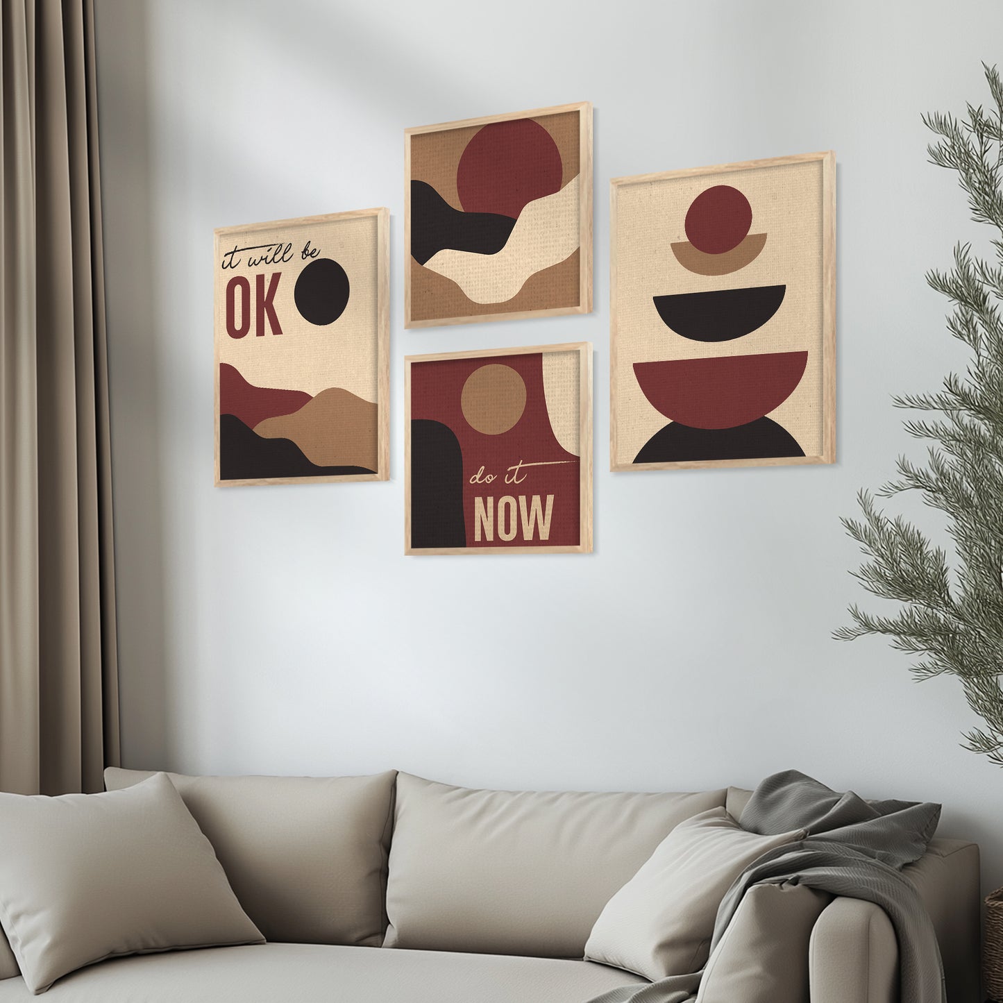 Modern Art Print with Frame for Living Room Bedroom Office Wall Decor