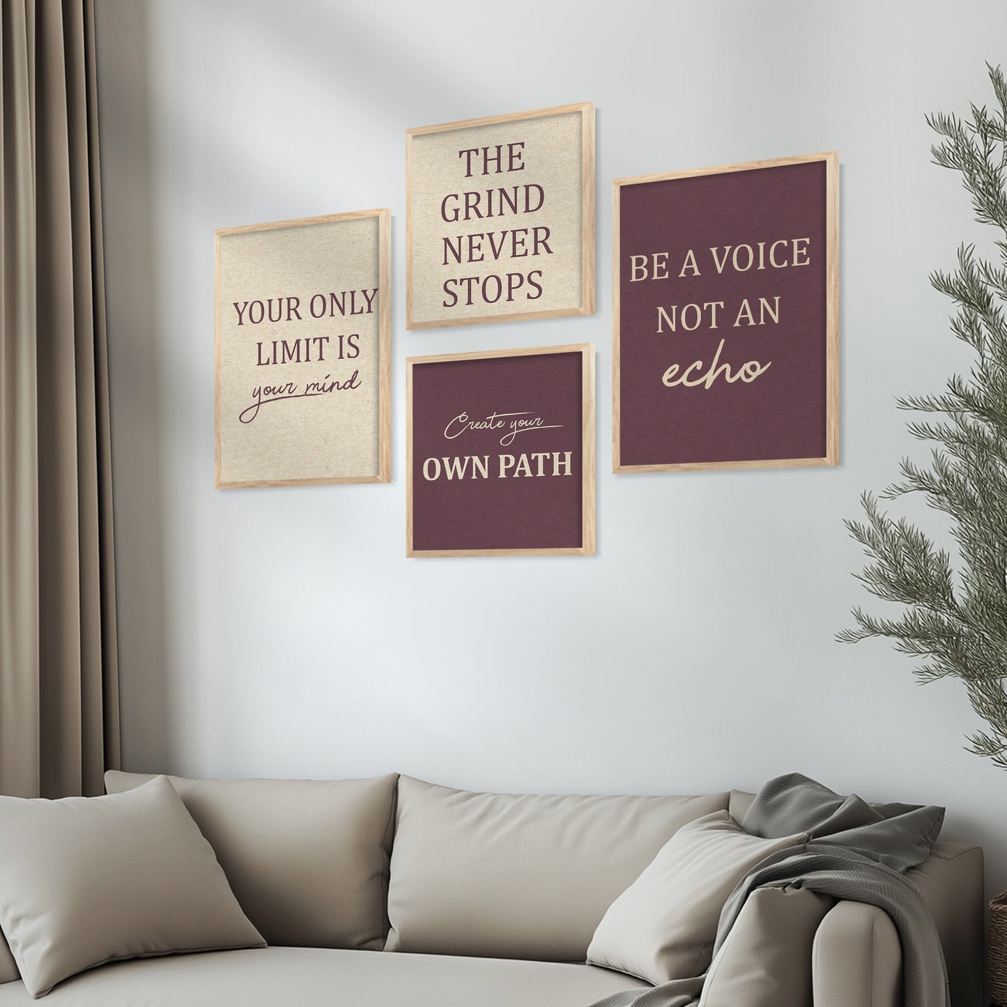 Motivational Art Print with Frame for Living Room Bedroom Office Wall Decor