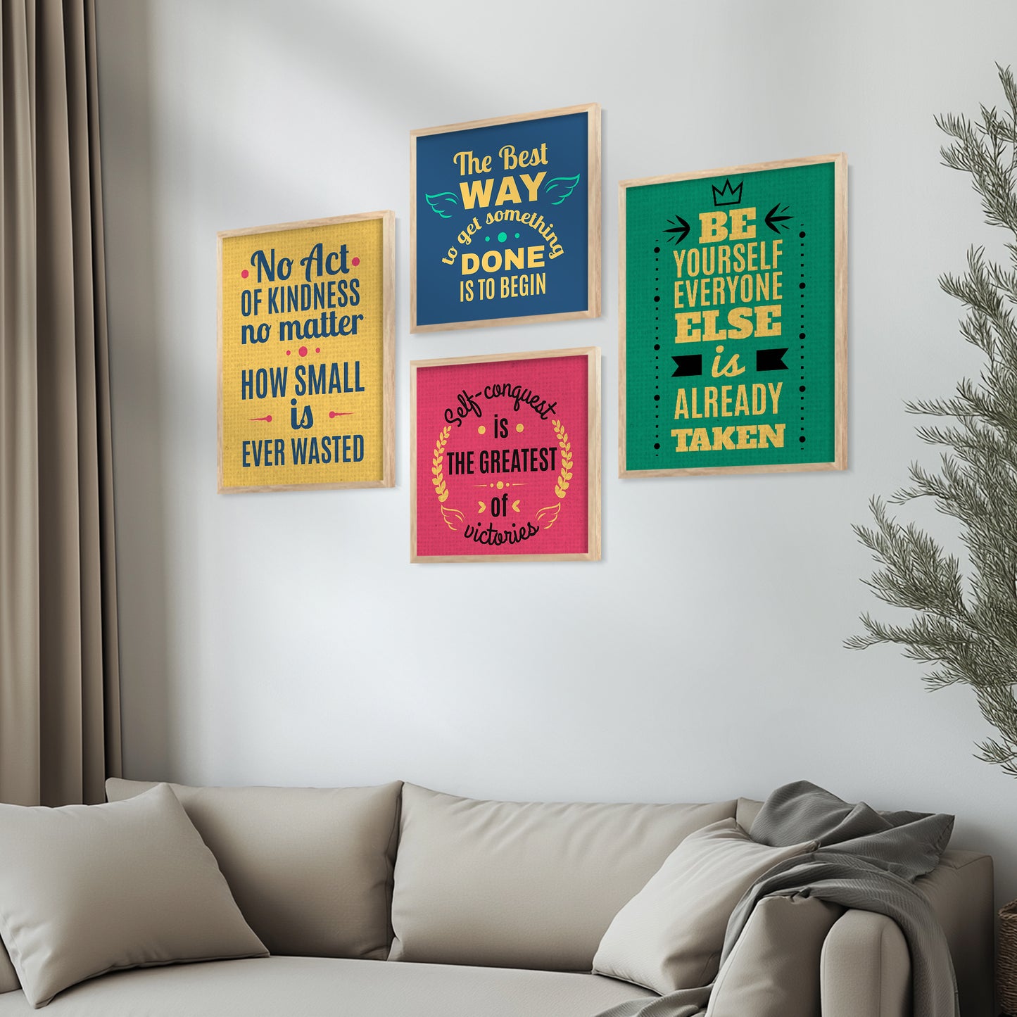 Motivational Art Print with Frame for Living Room Bedroom Office Wall Decor