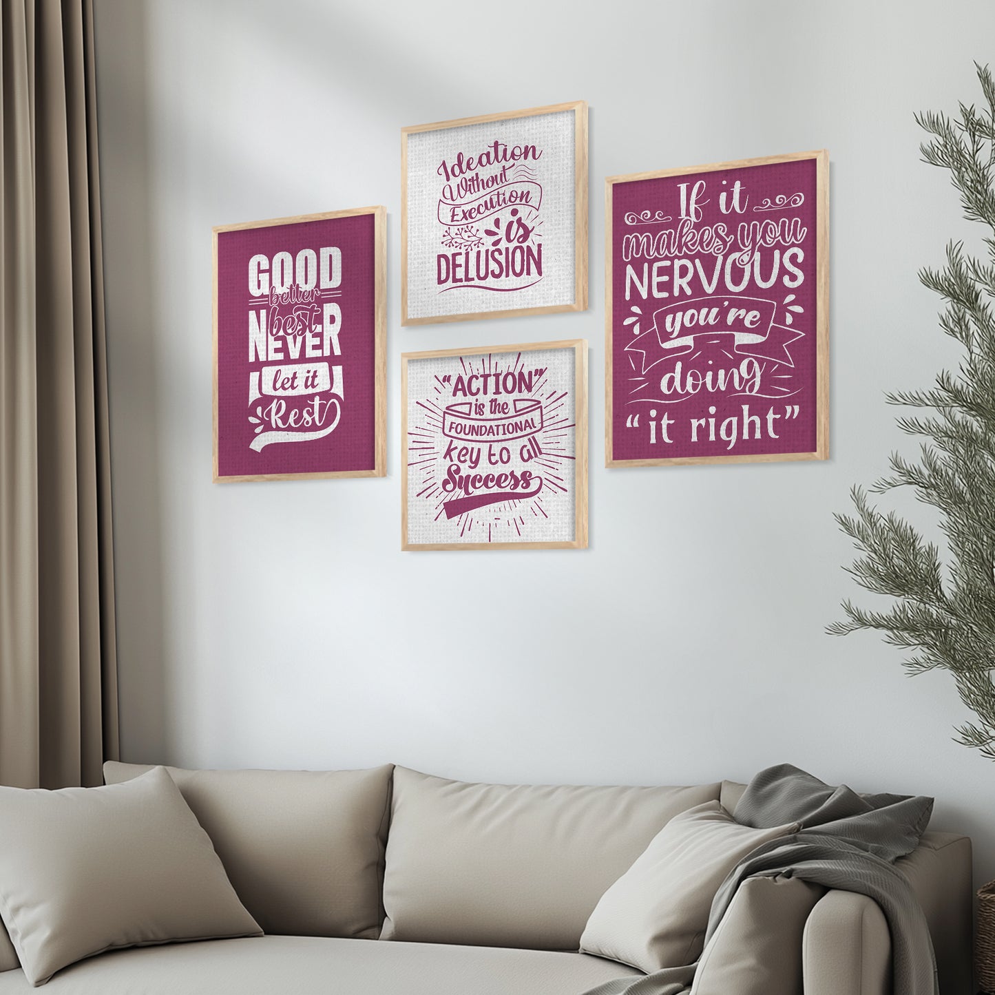 Motivational Art Print with Frame for Living Room Bedroom Office Wall Decor