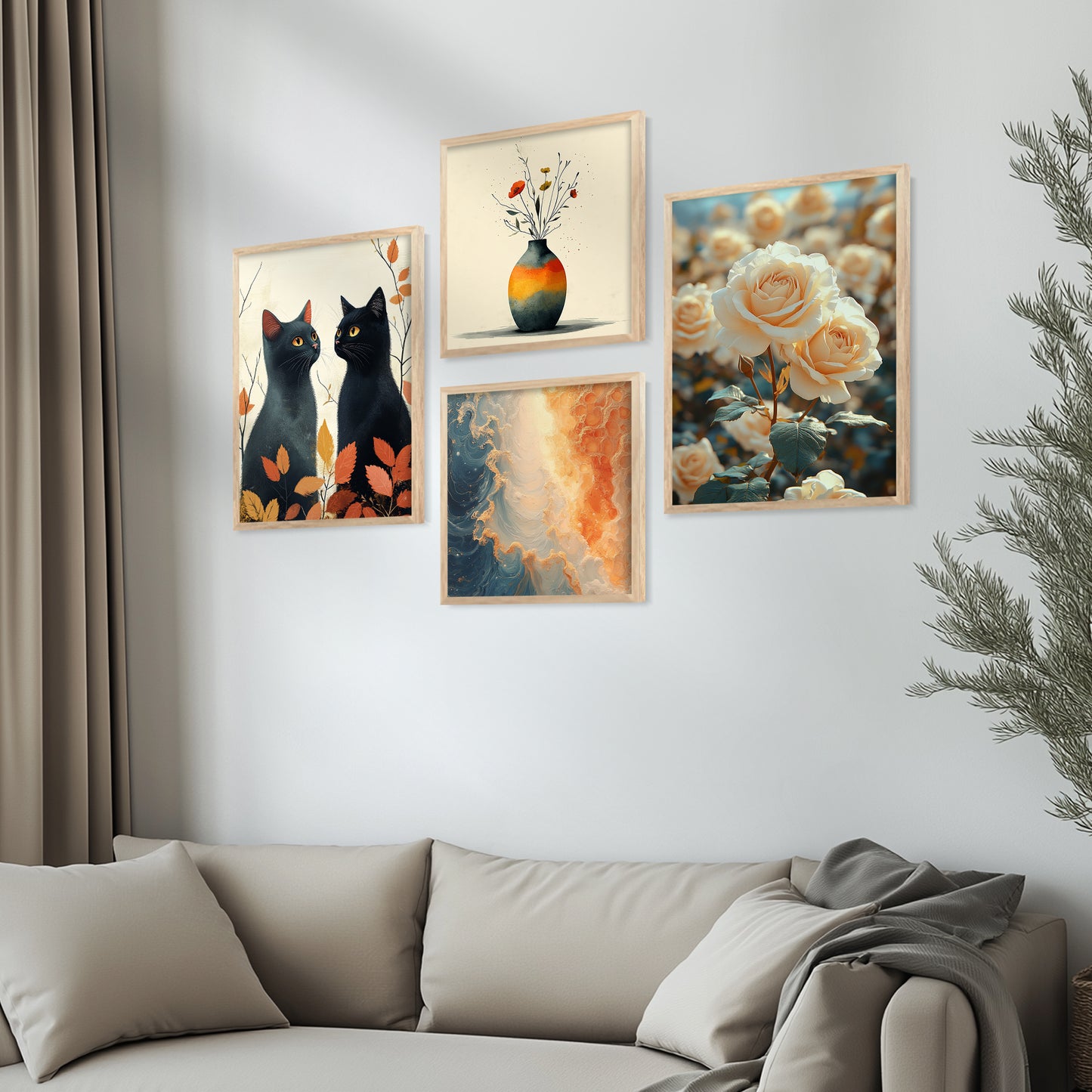 Modern Art Print with Frame for Living Room Bedroom Office Wall Decor