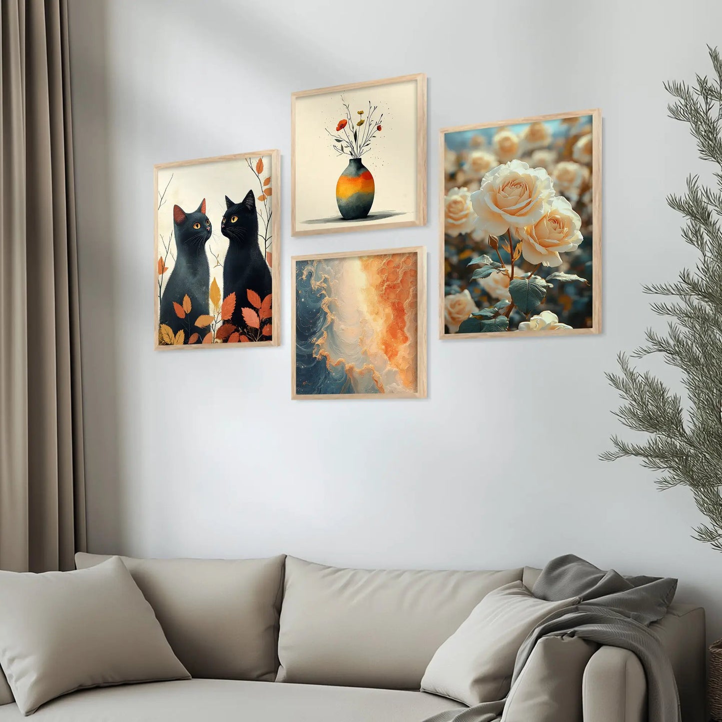 Modern Art Print with Frame for Living Room Bedroom Office Wall Decor