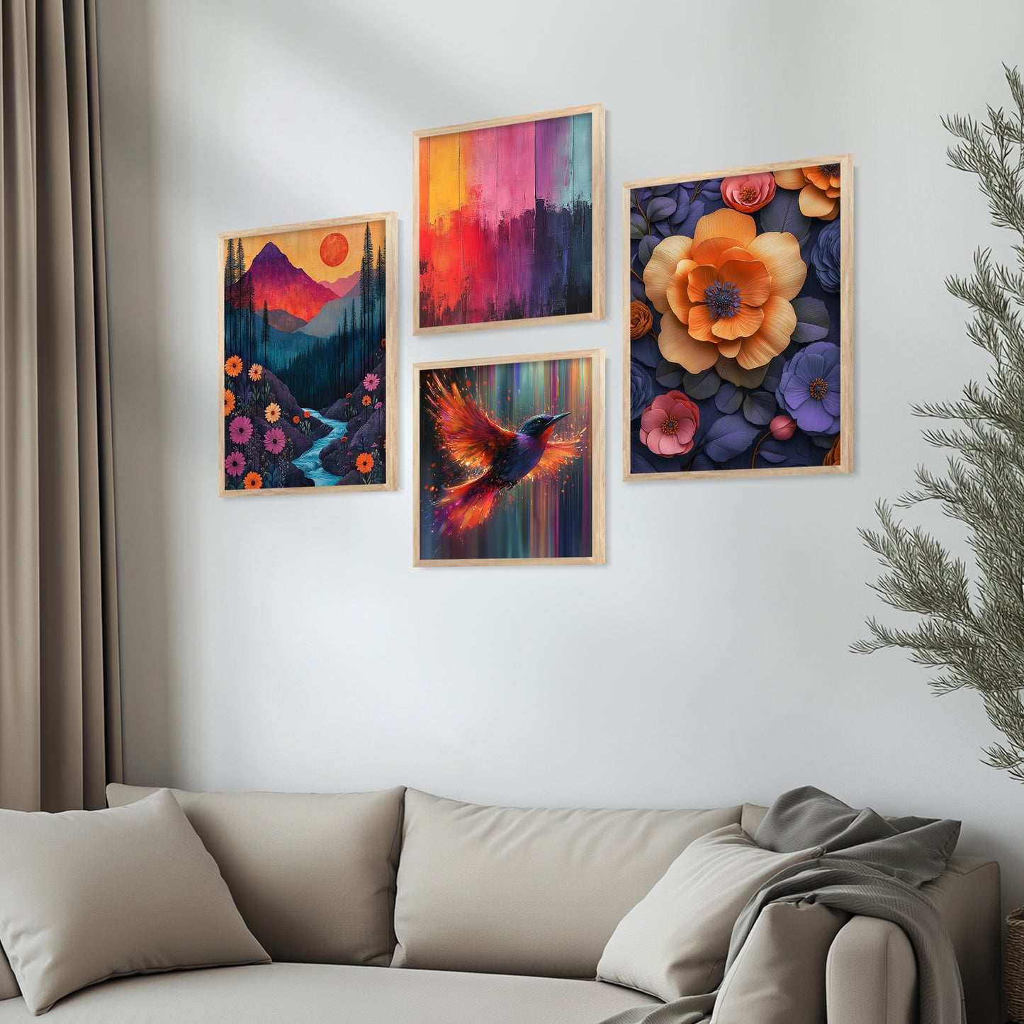 Modern Art Print with Frame for Living Room Bedroom Office Wall Decor