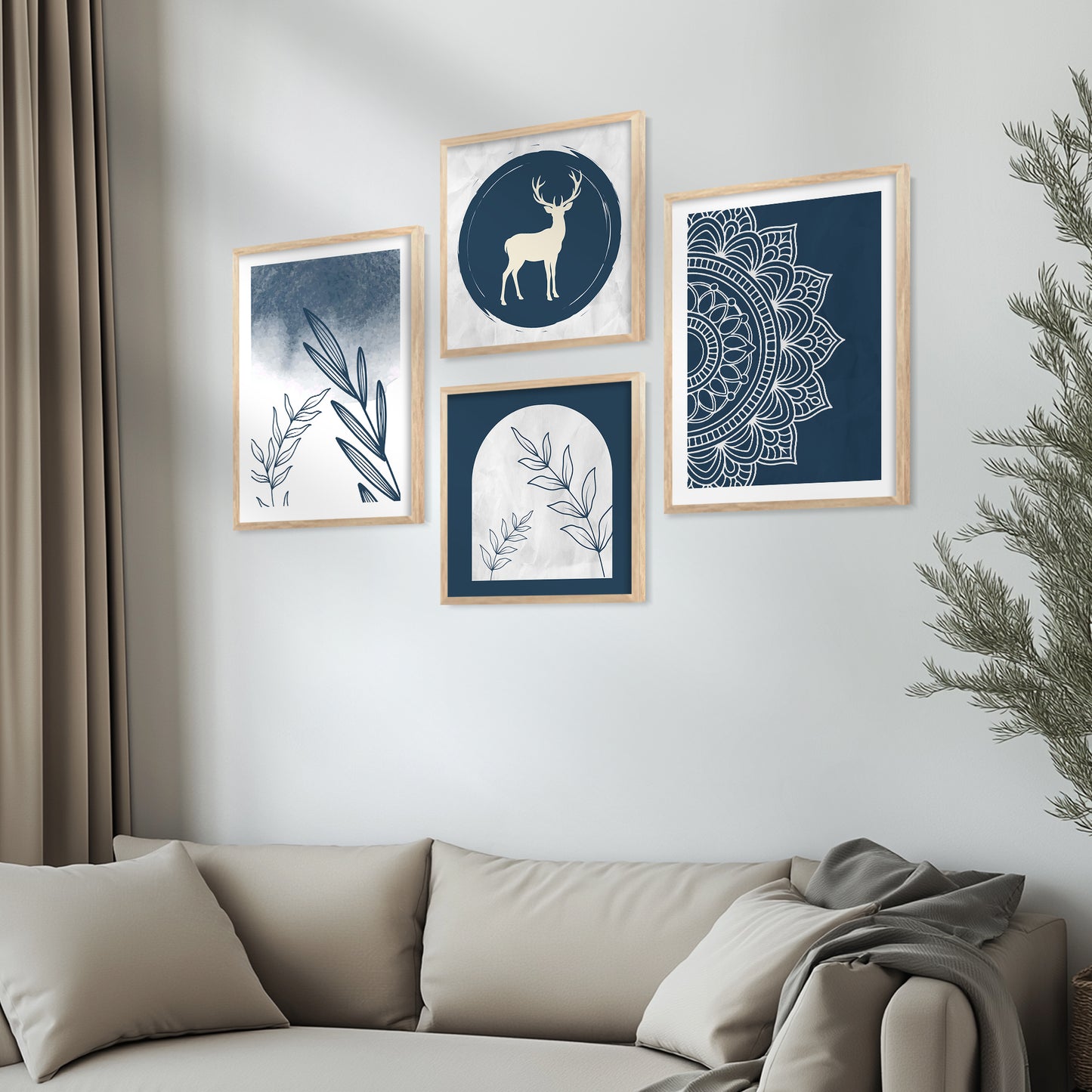 Modern Art Print with Frame for Living Room Bedroom Office Wall Decor