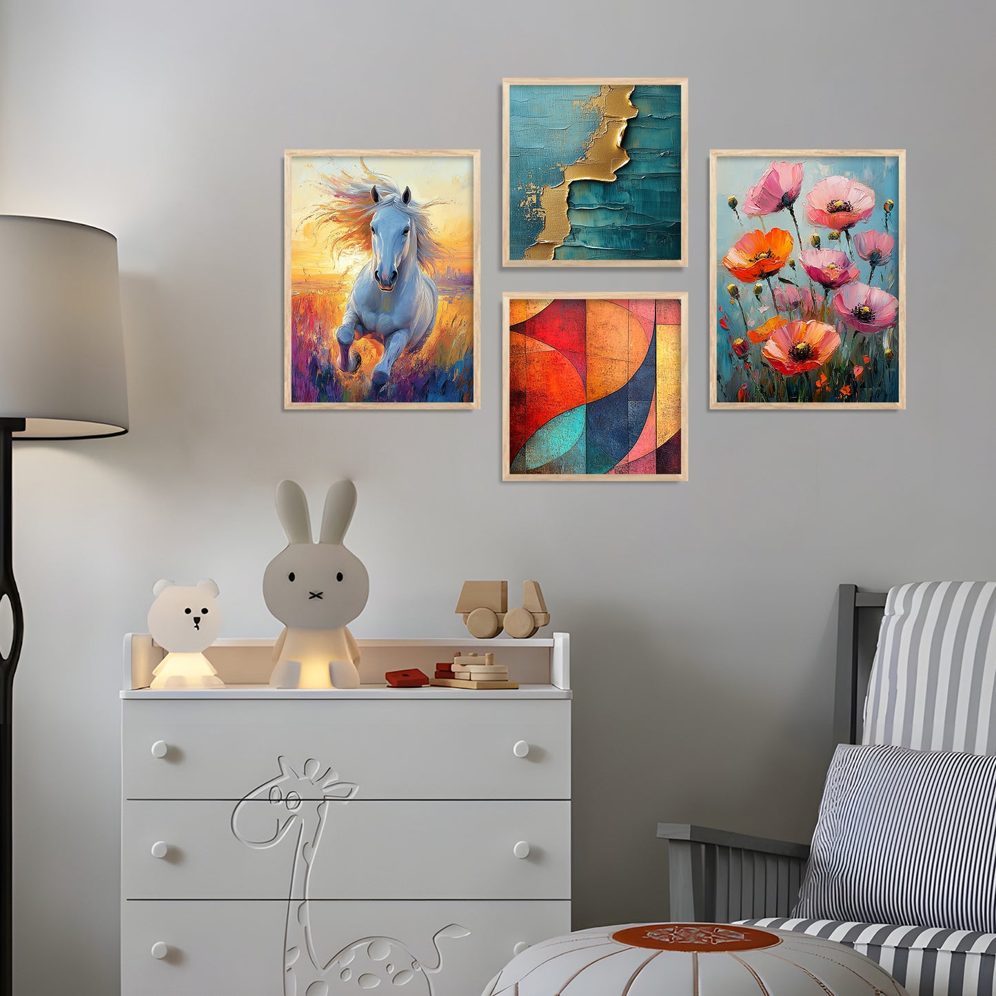 Modern Art Print with Frame for Living Room Bedroom Office Wall Decor