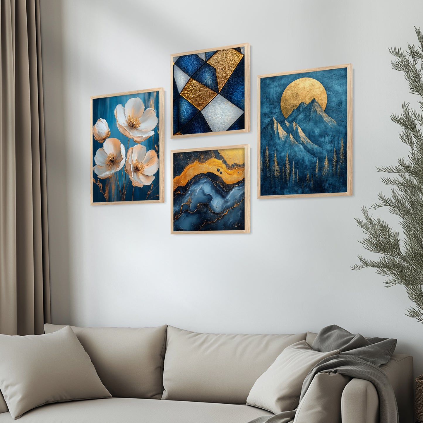 Modern Art Print with Frame for Living Room Bedroom Office Wall Decor