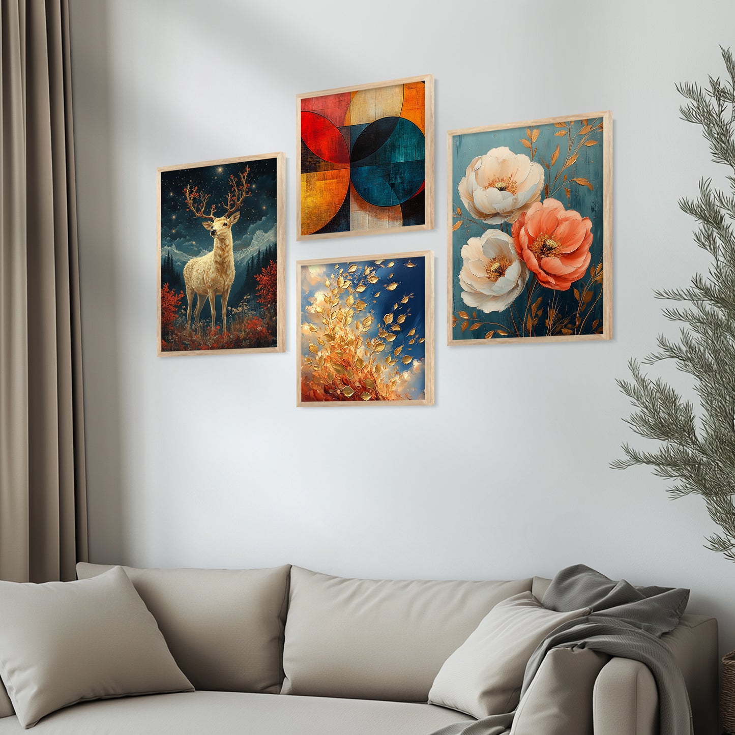 Modern Art Print with Frame for Living Room Bedroom Office Wall Decor