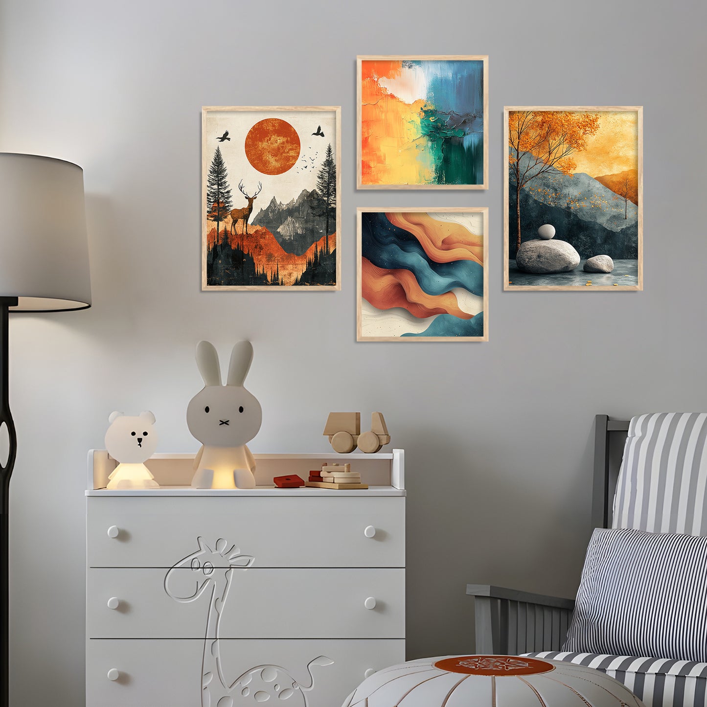 Modern Art Print with Frame for Living Room Bedroom Office Wall Decor