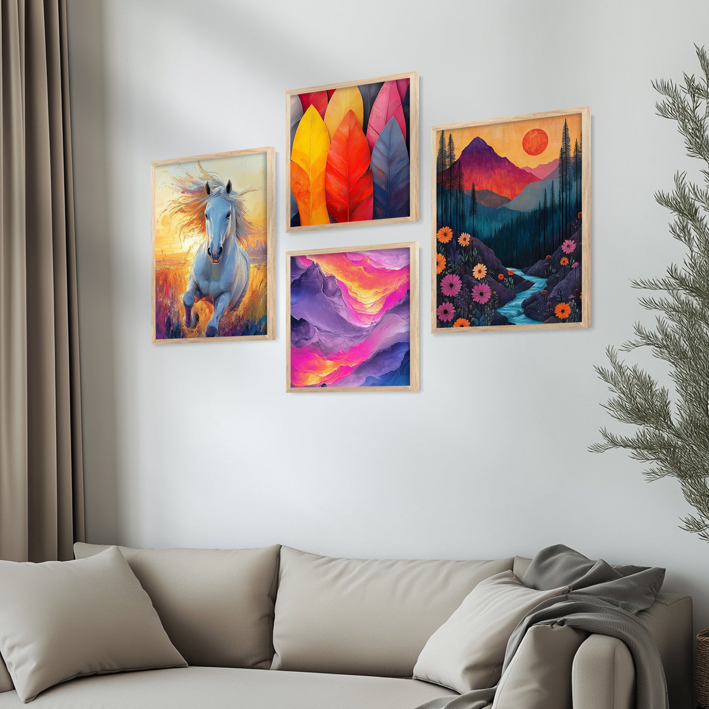 Modern Art Print with Frame for Living Room Bedroom Office Wall Decor