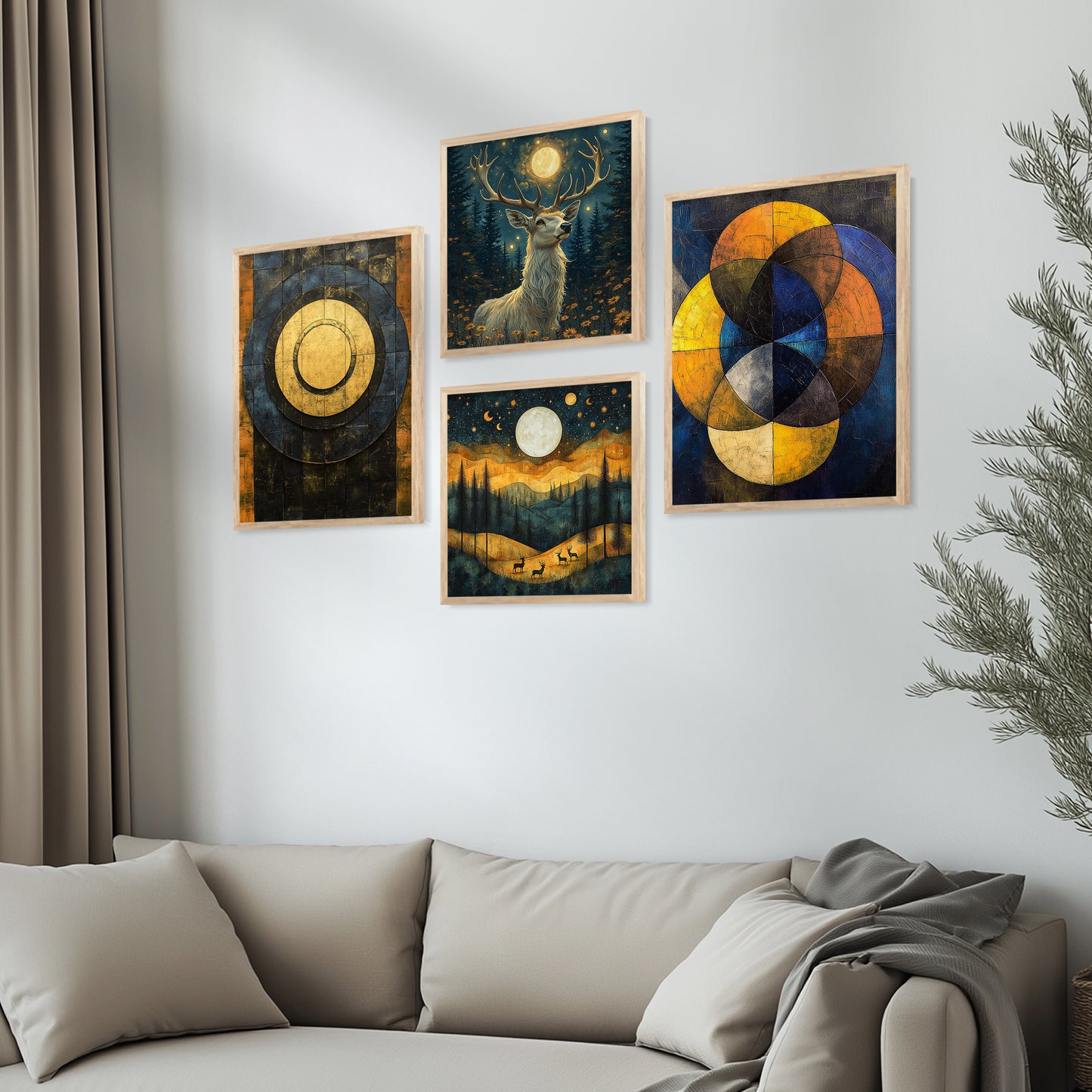 Modern Art Print with Frame for Living Room Bedroom Office Wall Decor