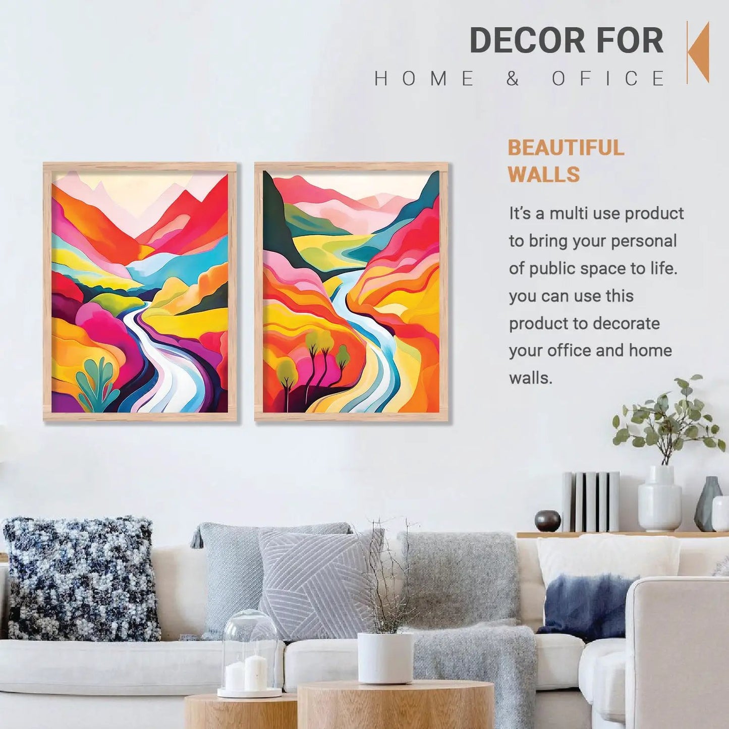 Vibrant Landscape Modern Art Print for Living Room Decor