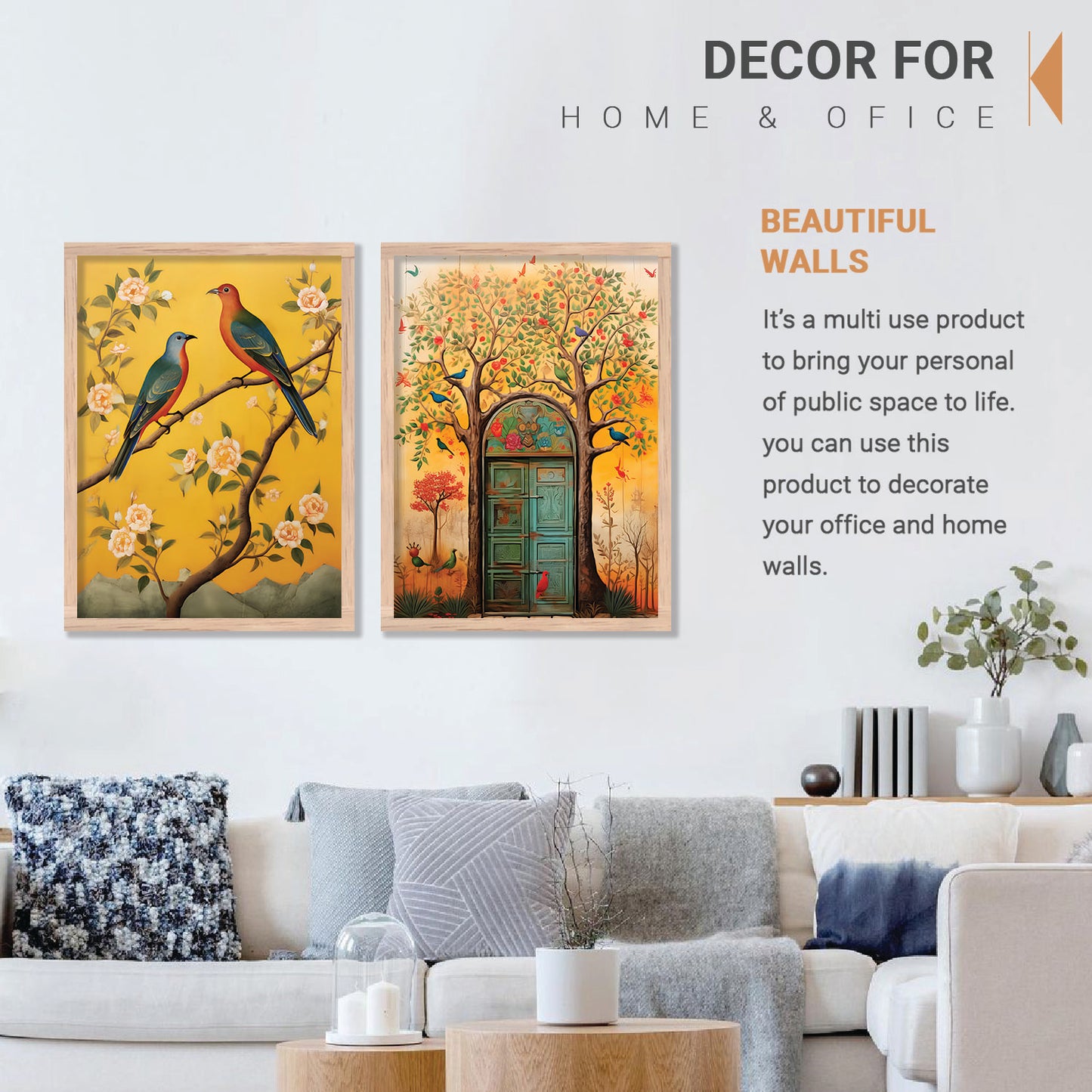 Birds on Blossom Branch Art for Wall Decor